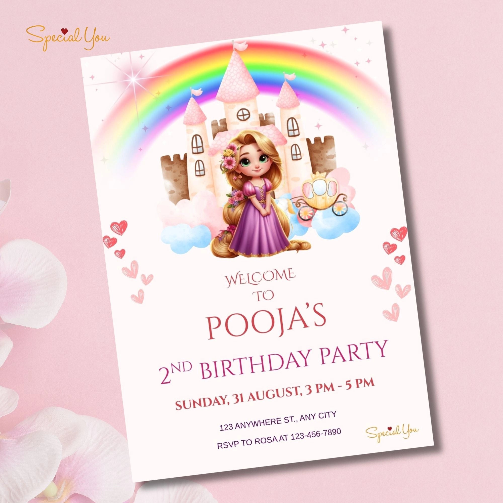 Rapunzel Theme Birthday E-Invite