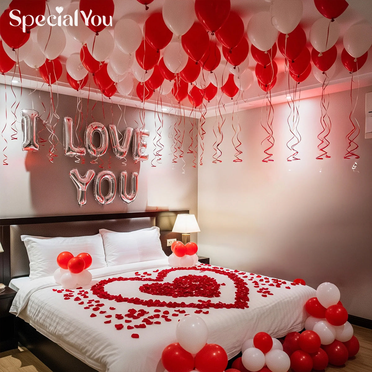 Romantic Balloons & Petals Room Decor