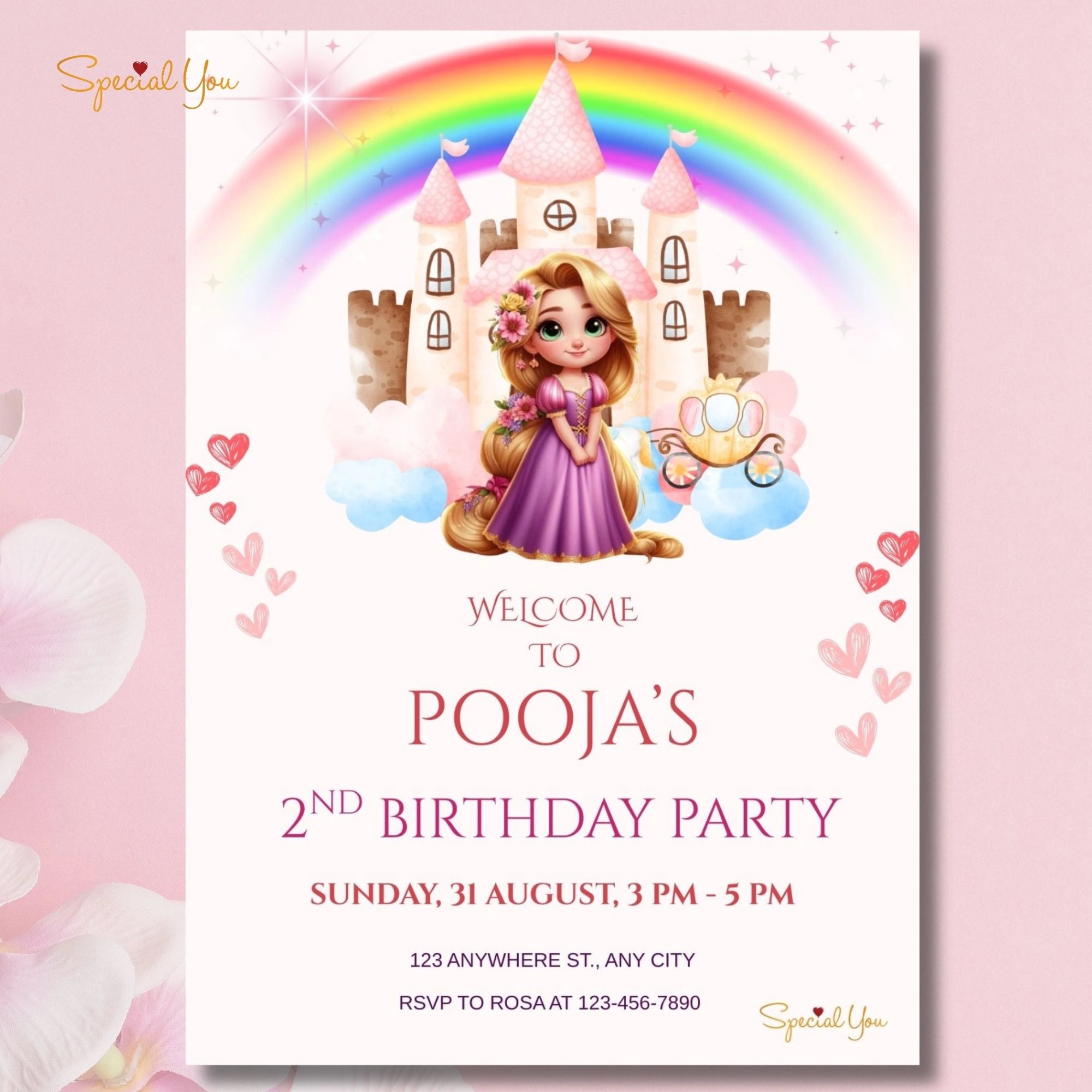Rapunzel Theme Birthday E-Invite