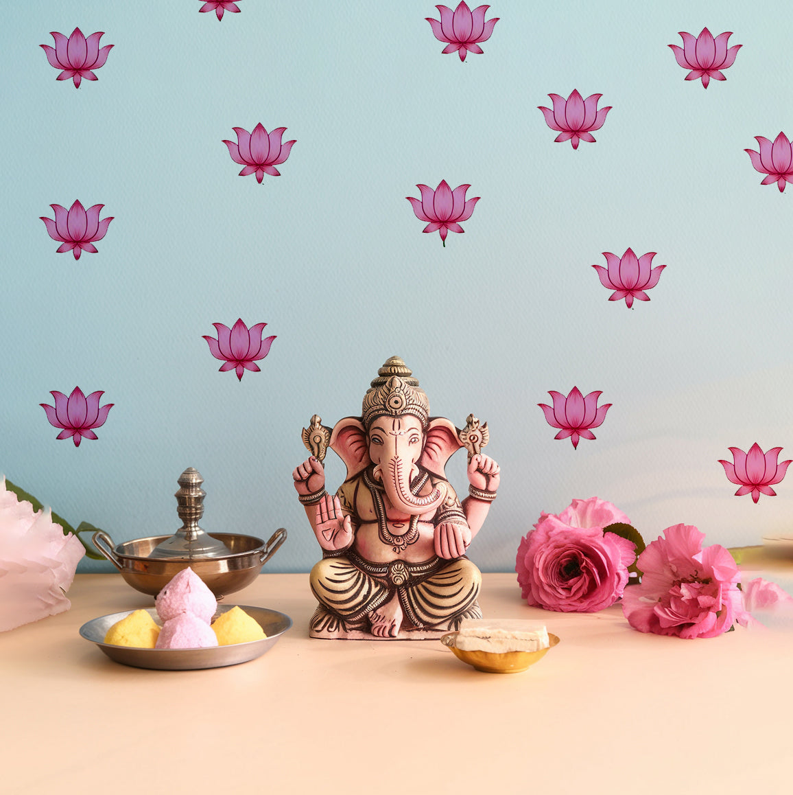 Pink Lotus Stickers for Wall Decoration