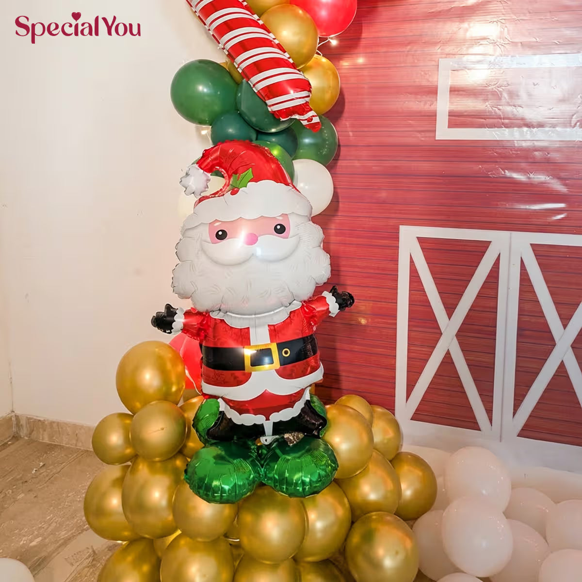 Christmas Balloon Arch with Barn Door Theme