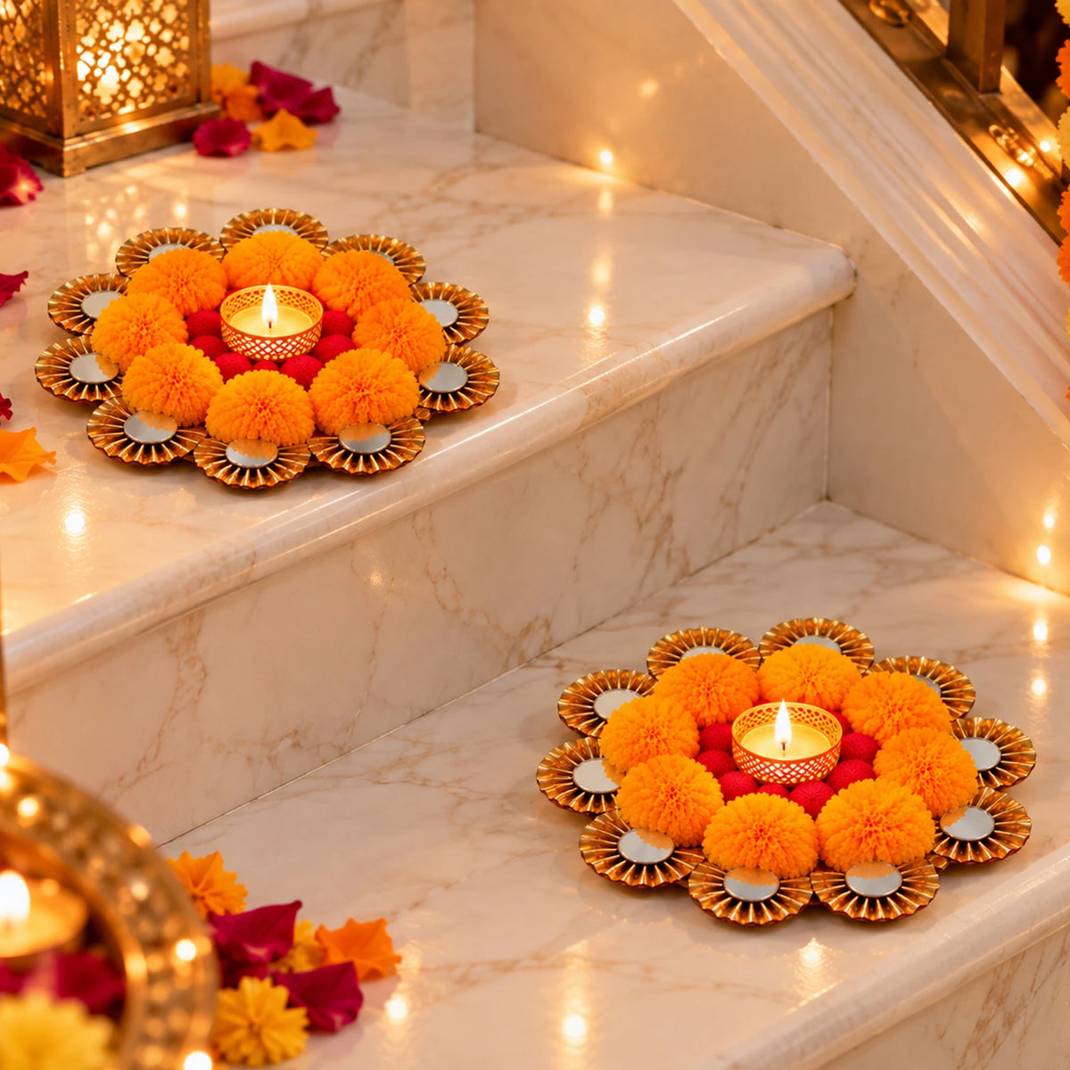 Rangoli T-Light Mat for Diwali Decoration (Set of 2)