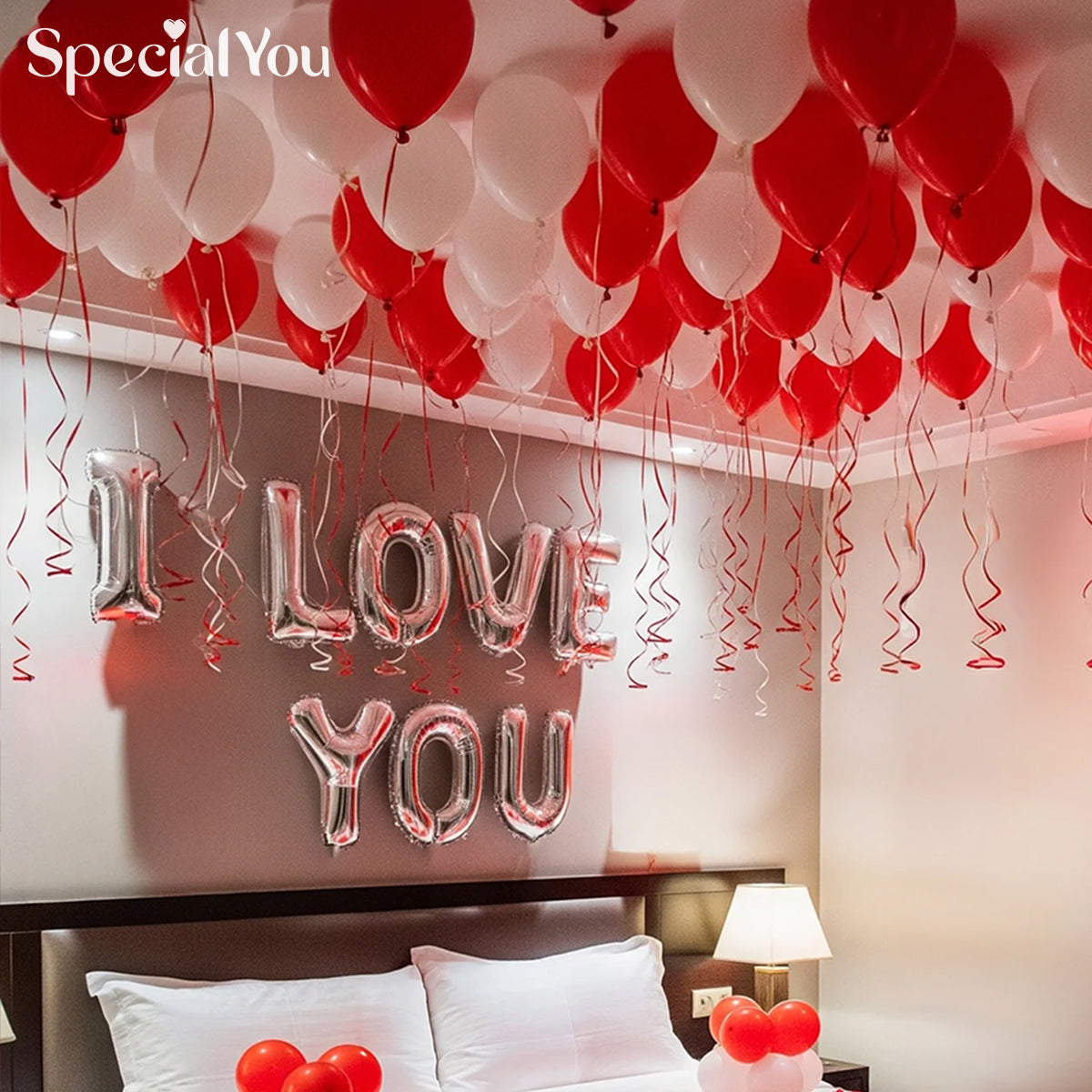 Romantic Balloons & Petals Room Decor