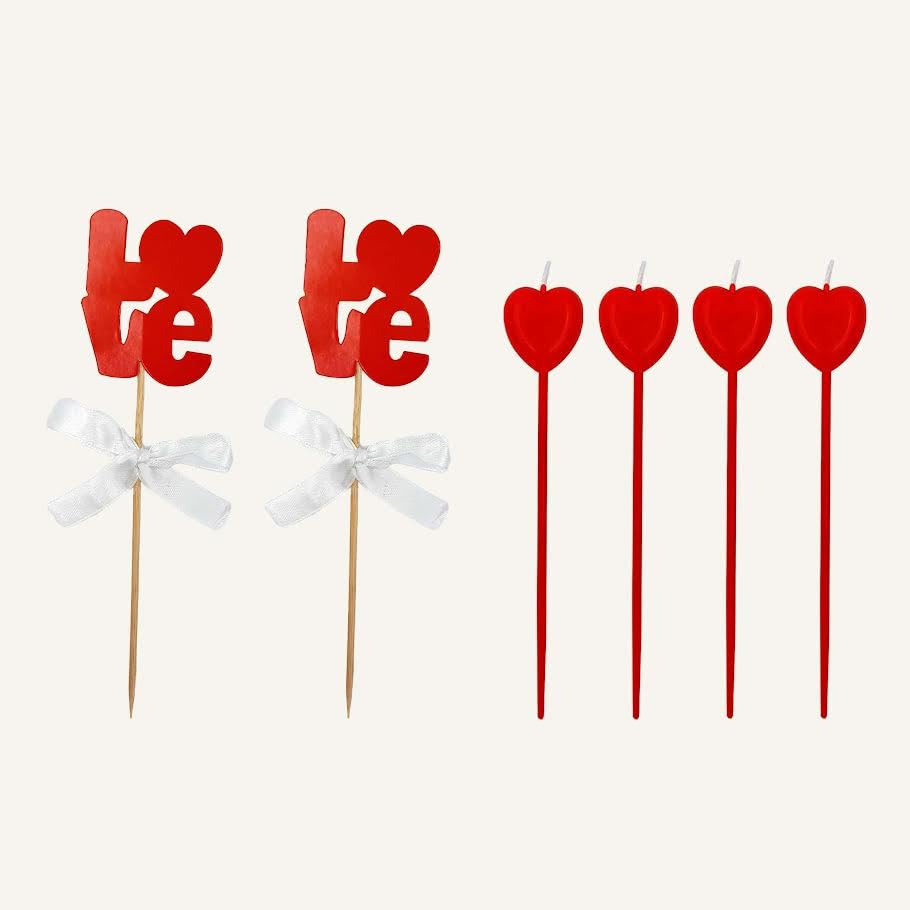 Red Love Cake Topper Decoration Items