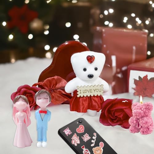 Figurines, Scented candles, heart shape box, cute sticker valentine's combo