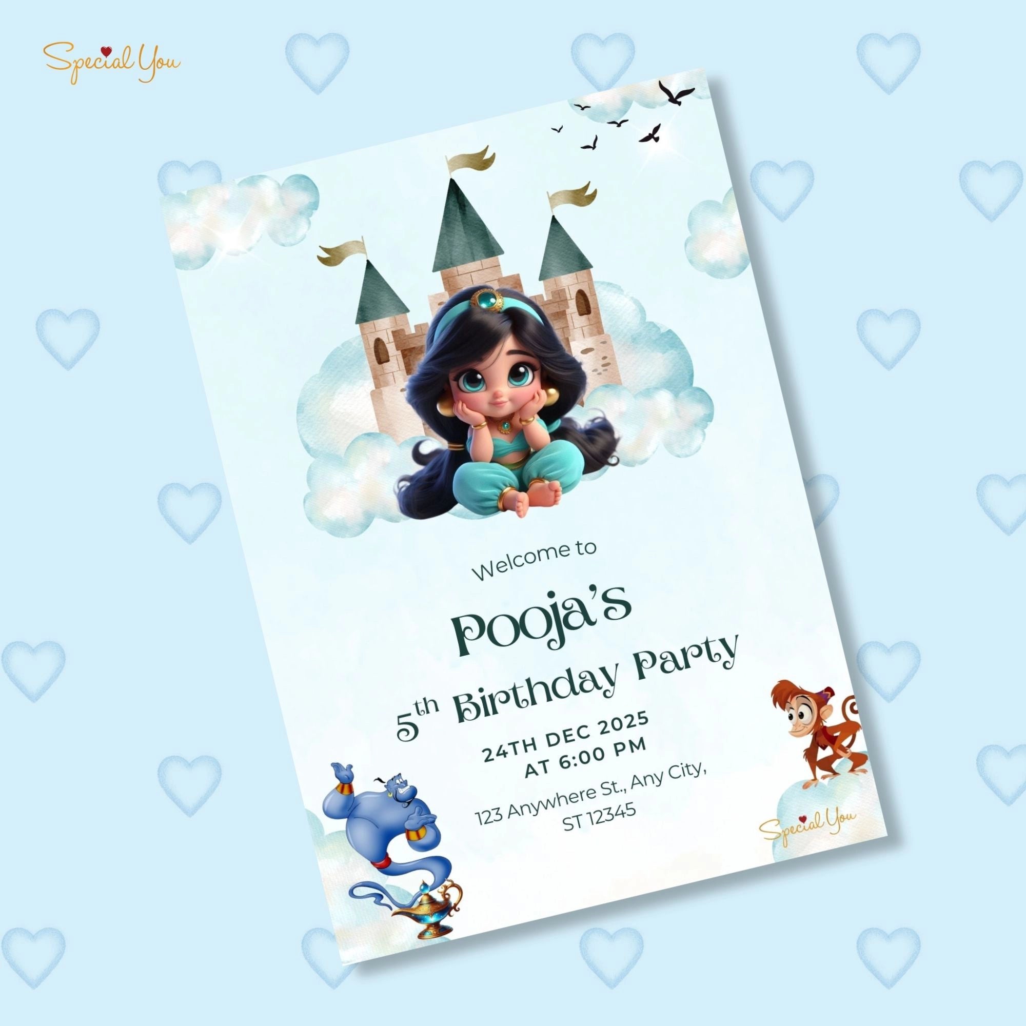 Jasmine Theme Birthday E-Invite
