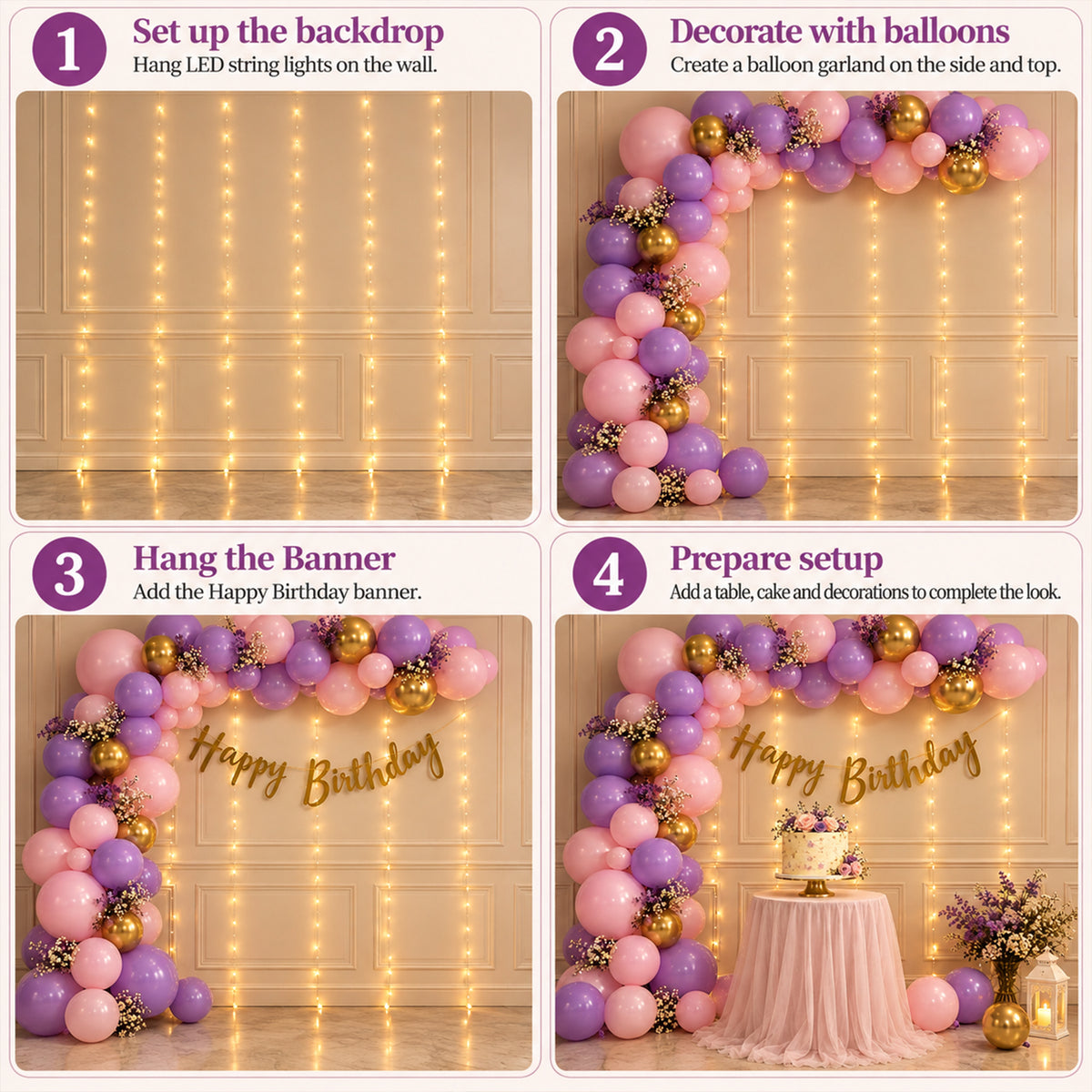 Pink & Purple Pastel Birthday Decoration DIY Kit