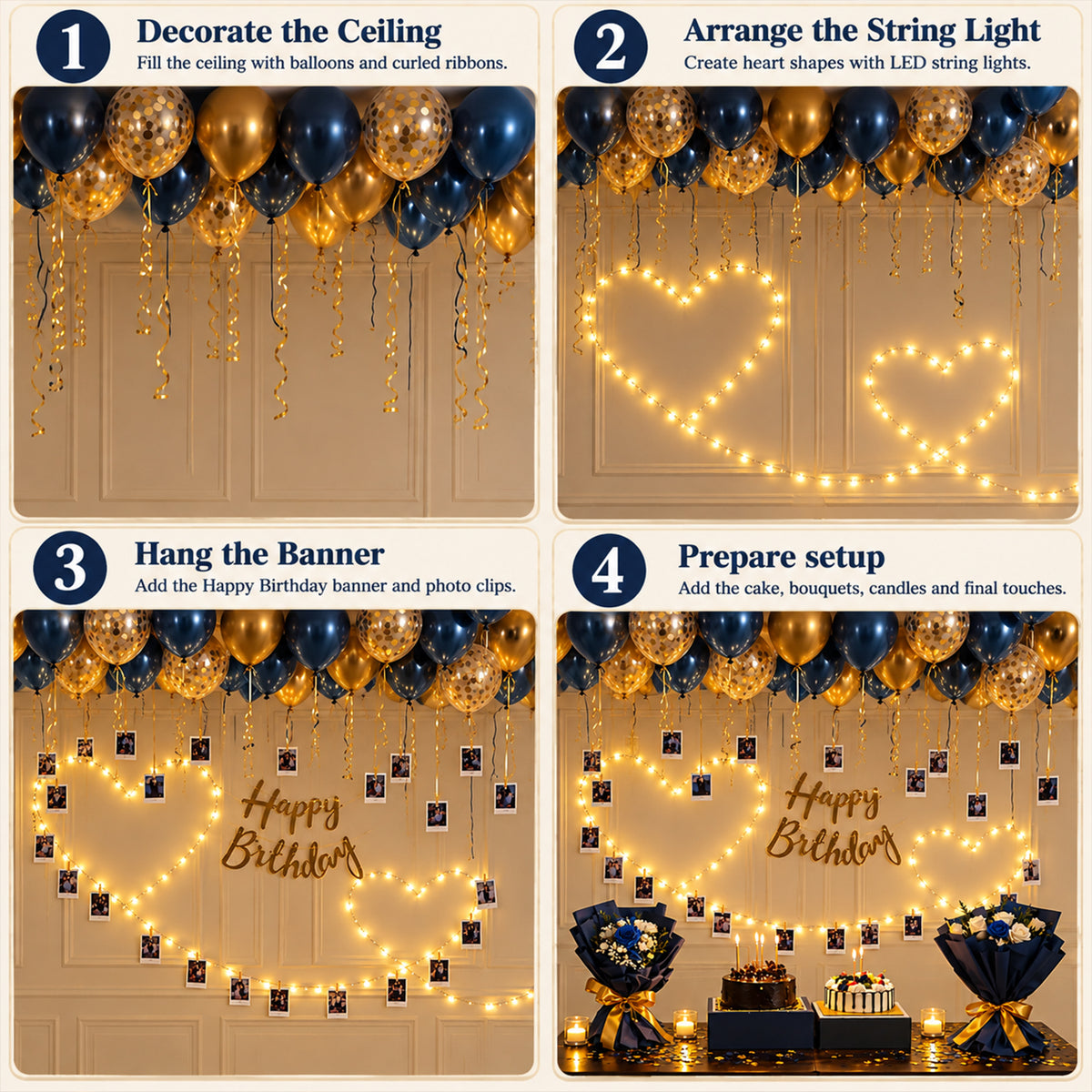 Blue & Gold Birthday Decoration DIY Kit