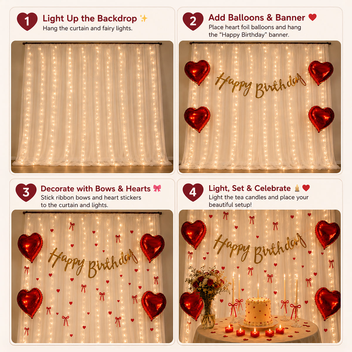 Red Heart Birthday Decoration DIY Kit