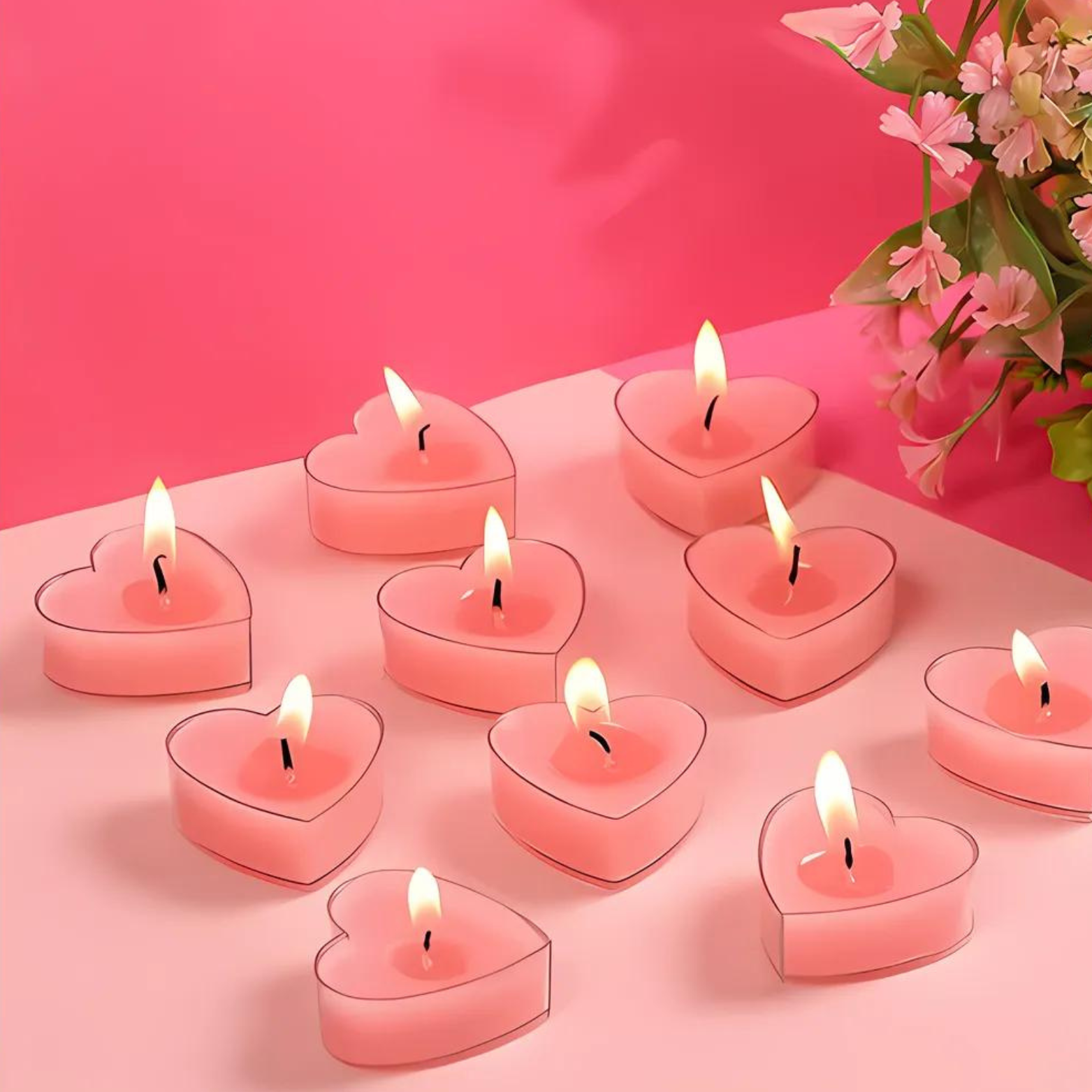 Scented Heart Candles, Tea Light Candles, Diya Lights for Diwali Decor