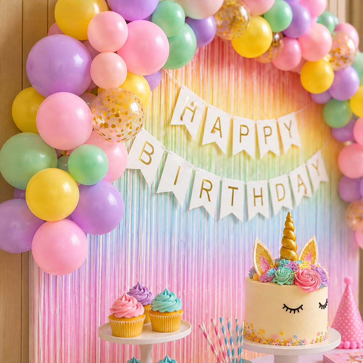 Unicorn Theme Pastel Balloons Birthday Decoration DIY Kit