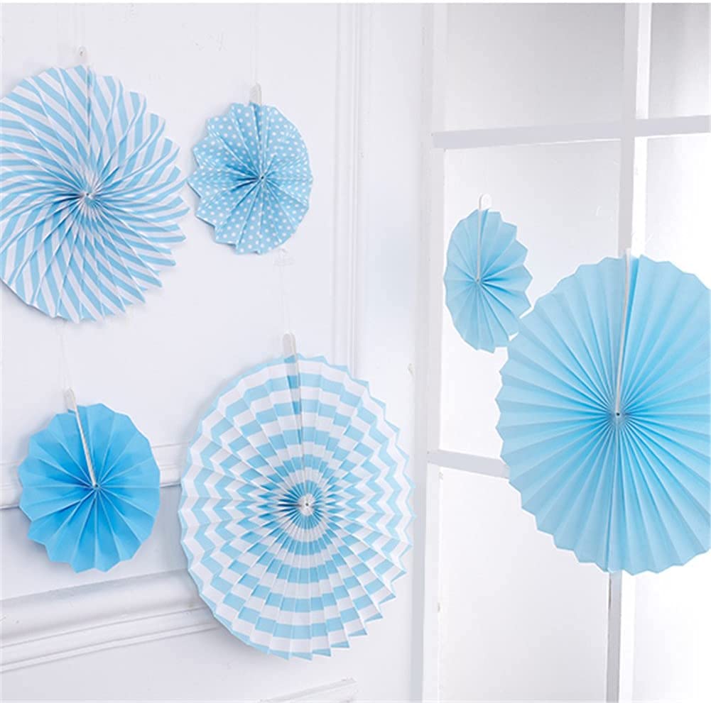 Blue Paper Fans hanging for wall Backdrop-6pcs