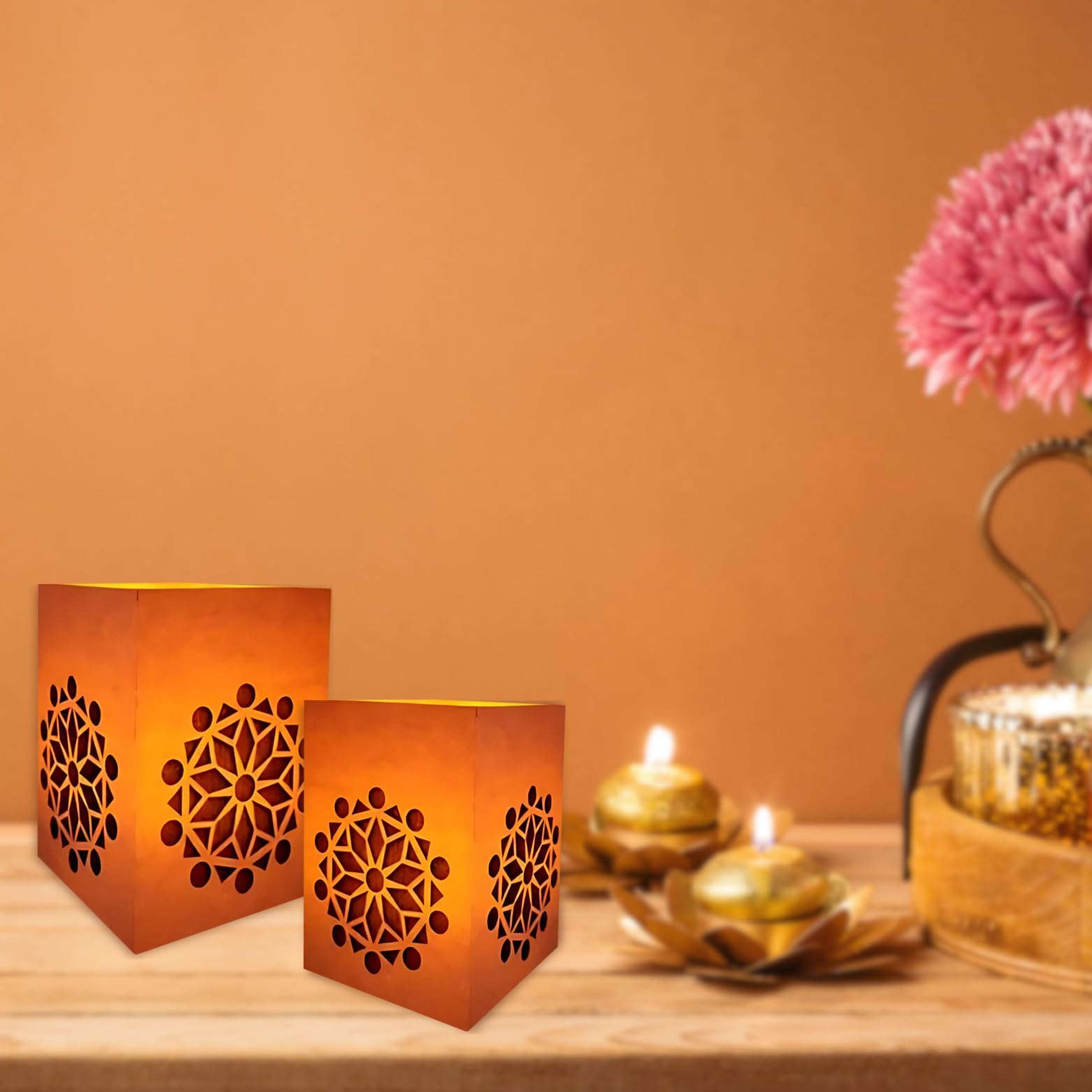 Rangoli Paper Votive with 10 Tea Light