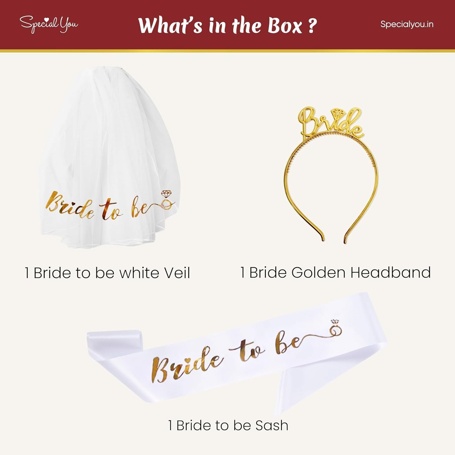 Bride to Be Decoration Set- 3 Pcs - Special You