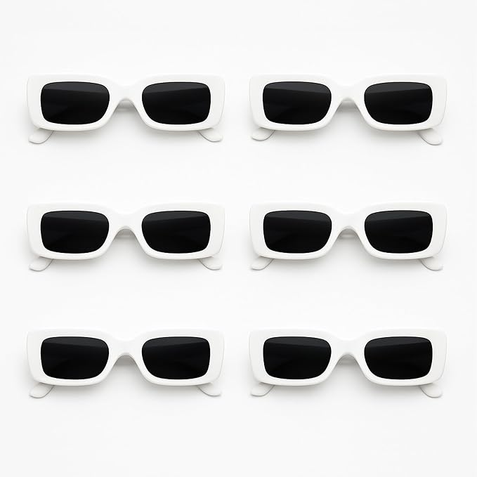 Rectangular White Sunglasses-6pcs