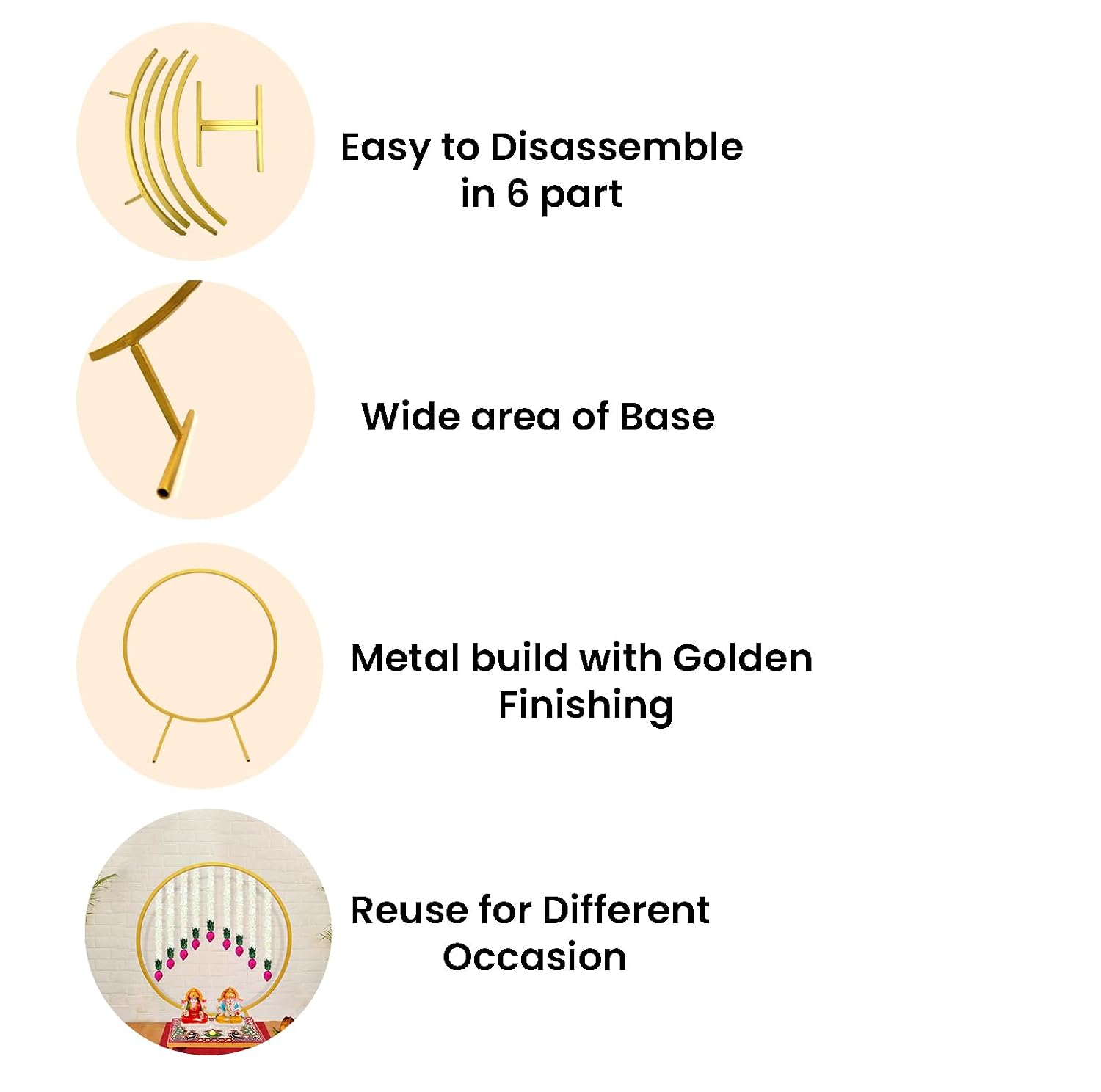 Golden Round Metal Stand for decoration