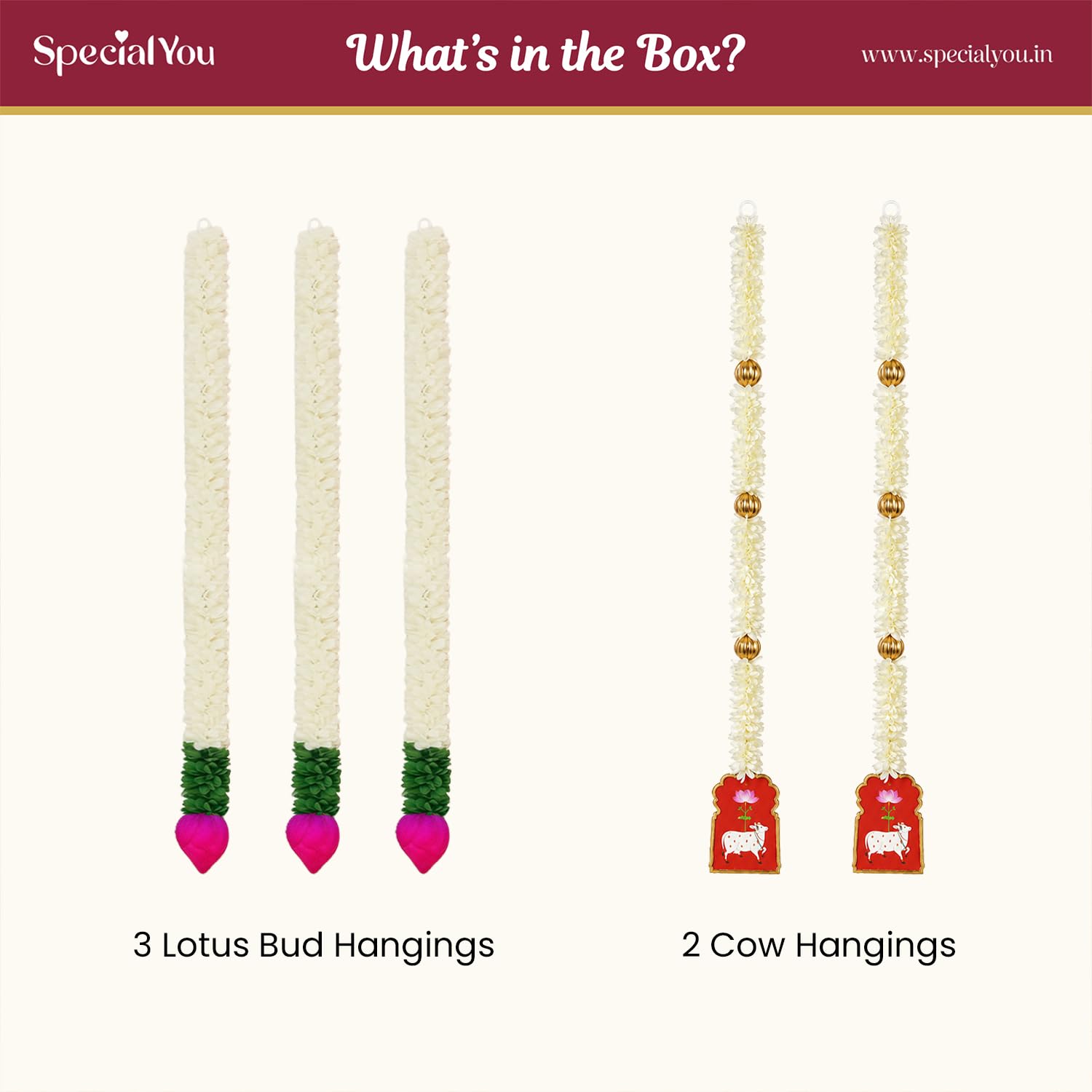 Divine Lotus & Cow Hanging Set for Ganpati Décor