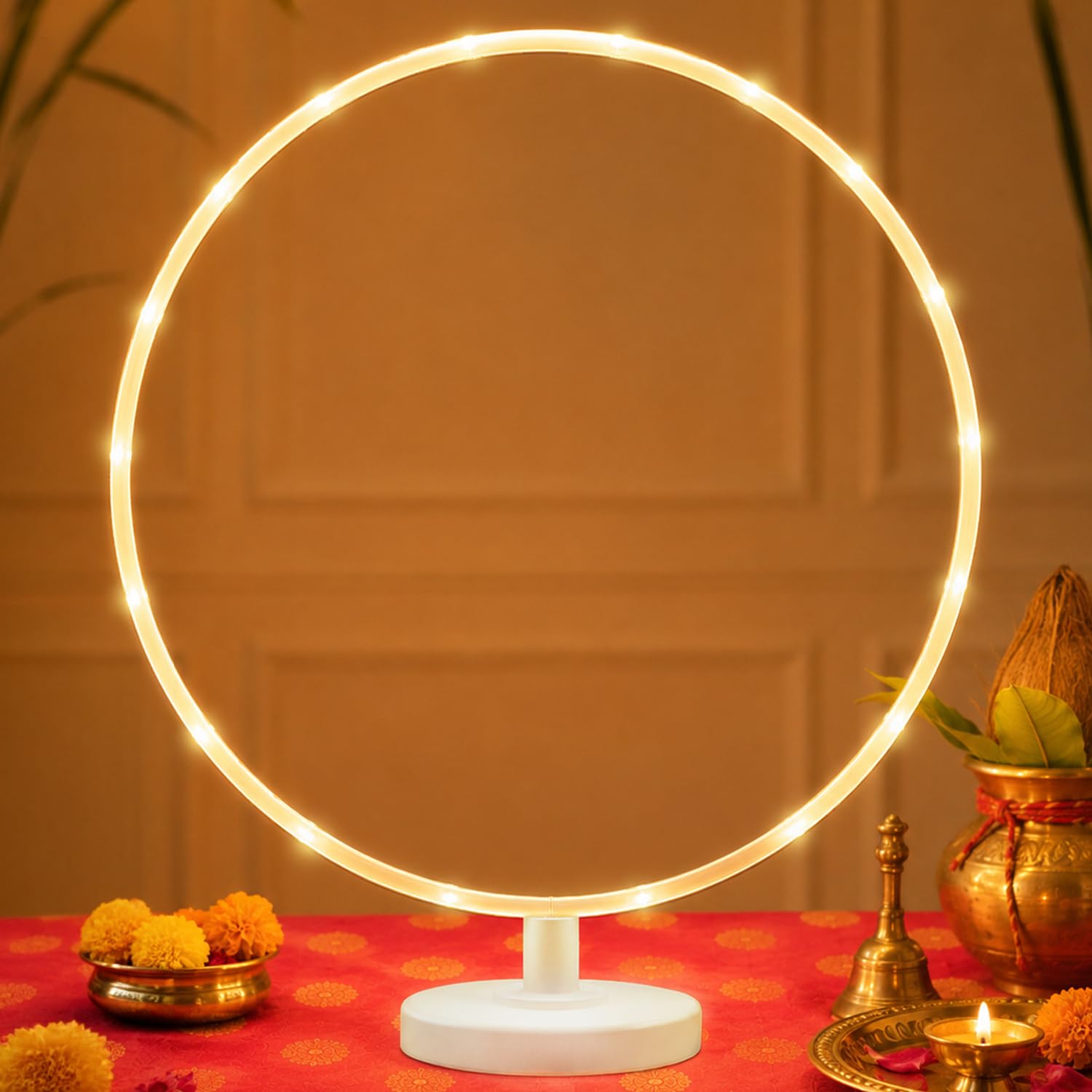White PVC Round Light Backdrop Decoration Stand