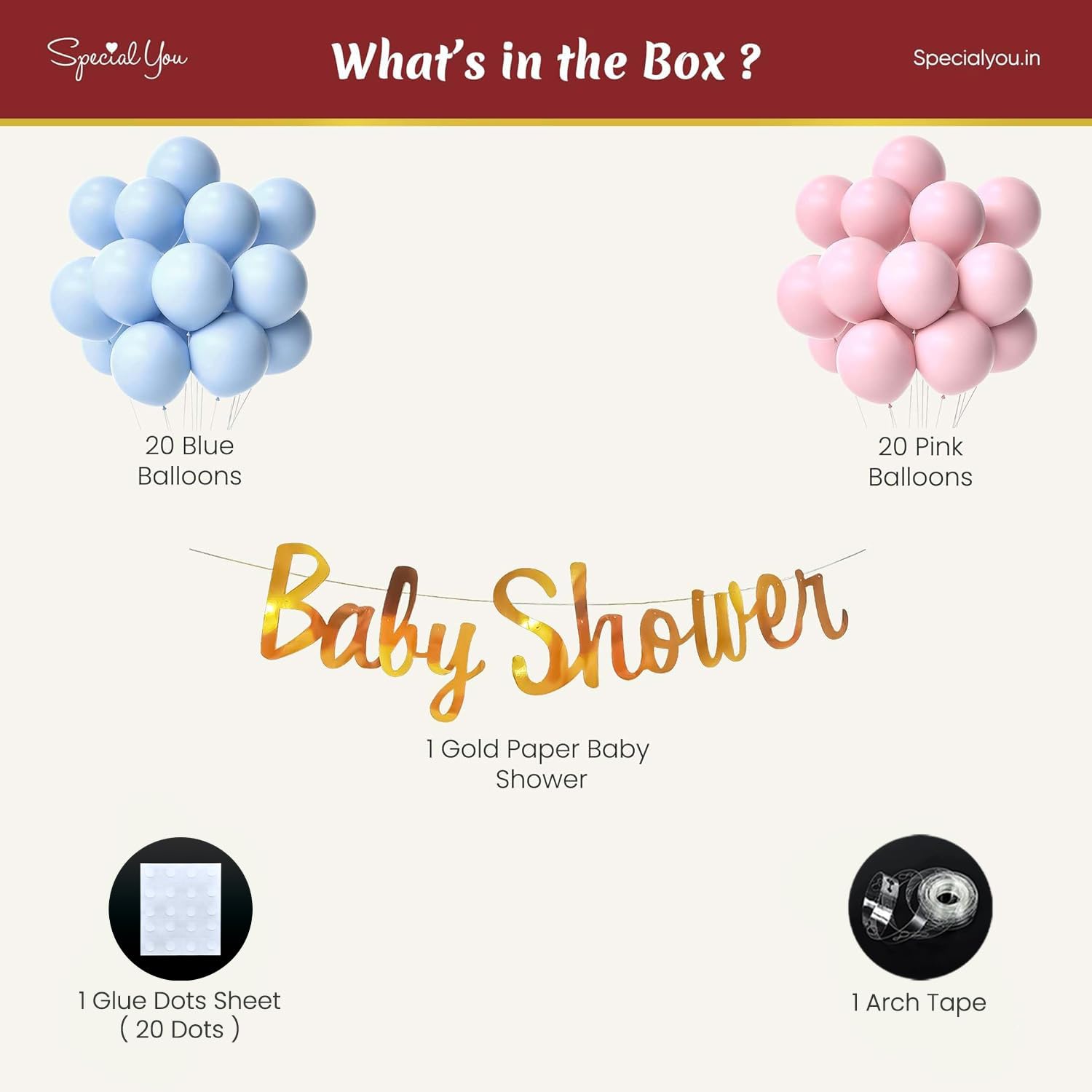 Baby shower decoration items set with Pastel Pink and blue balloons