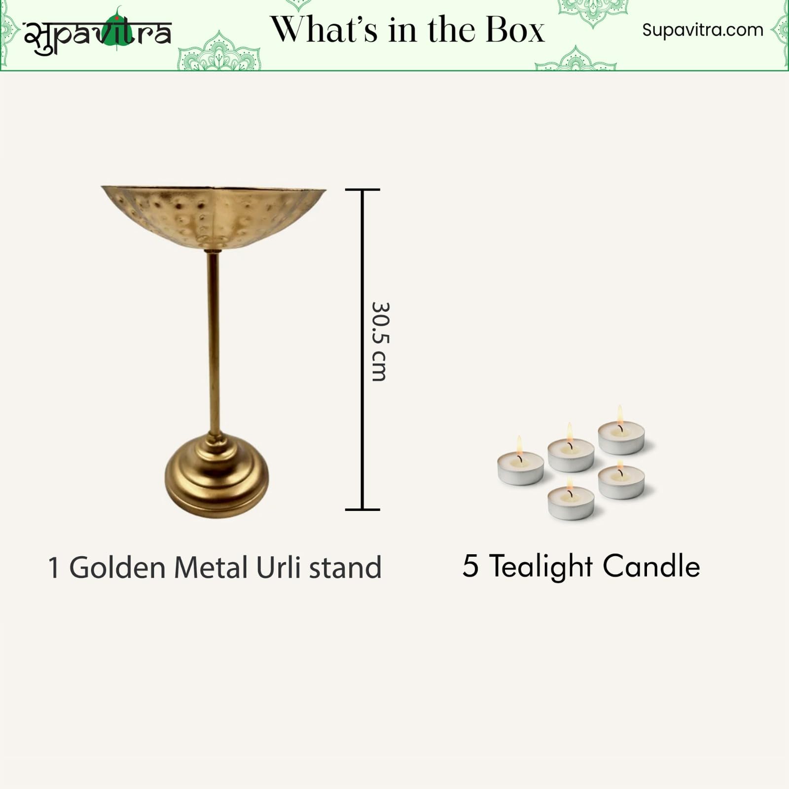 Urli Stand with Tealight Candles for Home Decor
