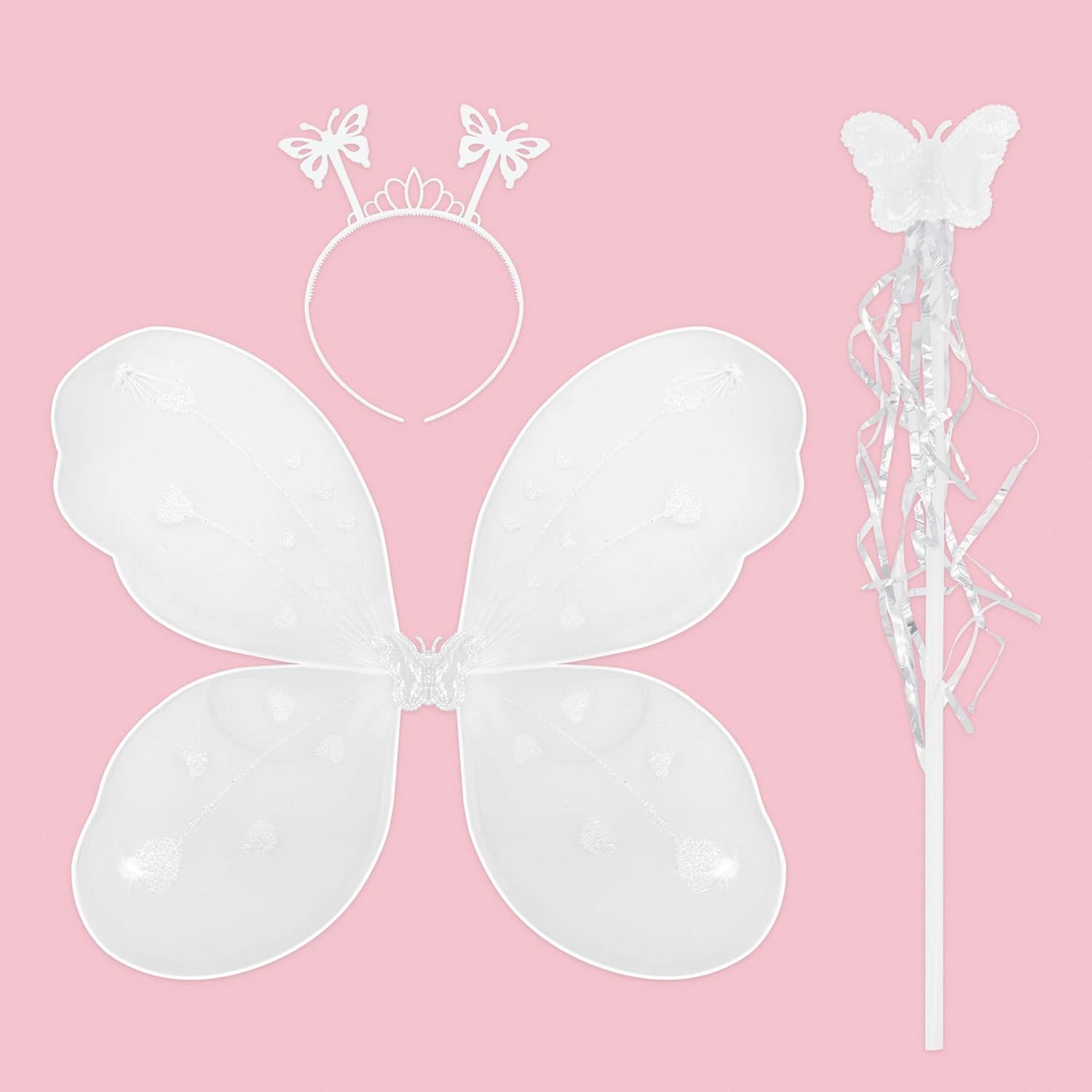 White Fairy Butterfly Wings Combo