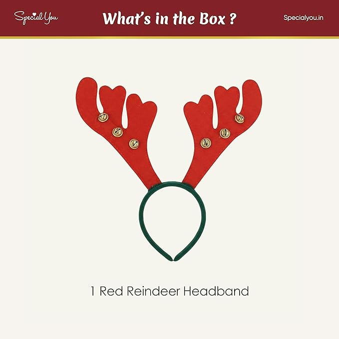 1 Red Reindeer Horn Headband
