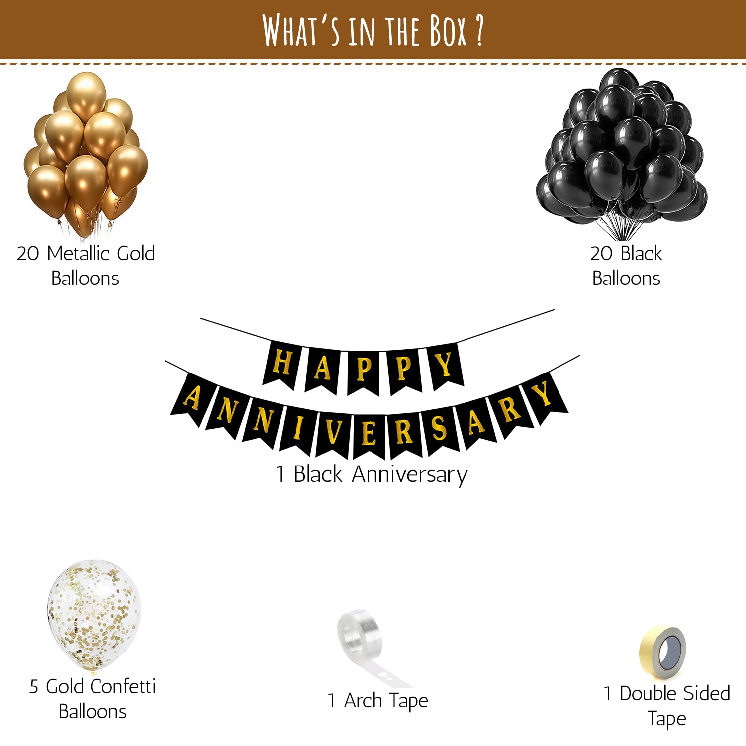 Black and Golden Theme Happy Anniversary Balloon Decoration