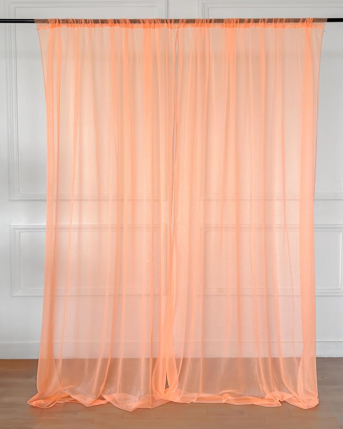 Peach Curtain with Green Vines for Backdrop