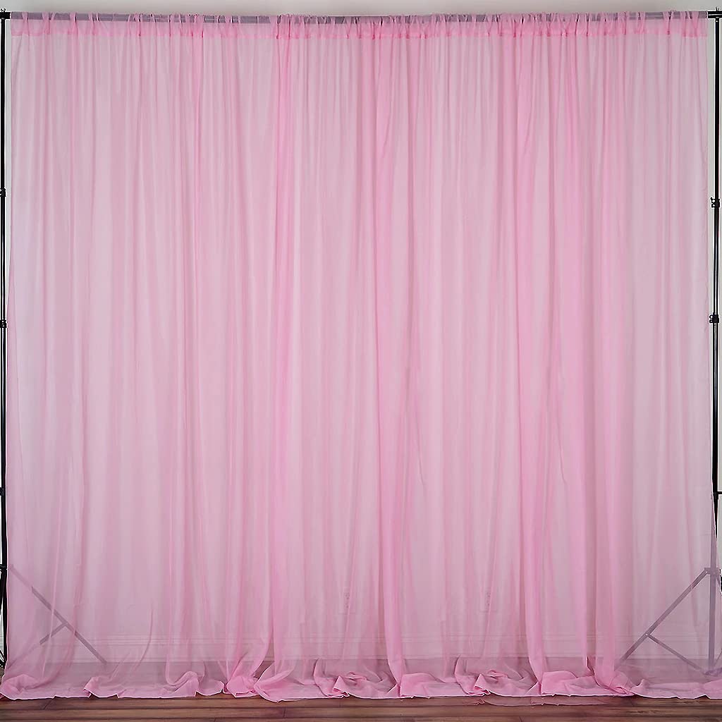 Pink Curtain Sticker Backdrop: Pink Tulle Net Decorative curtain- Set of 2