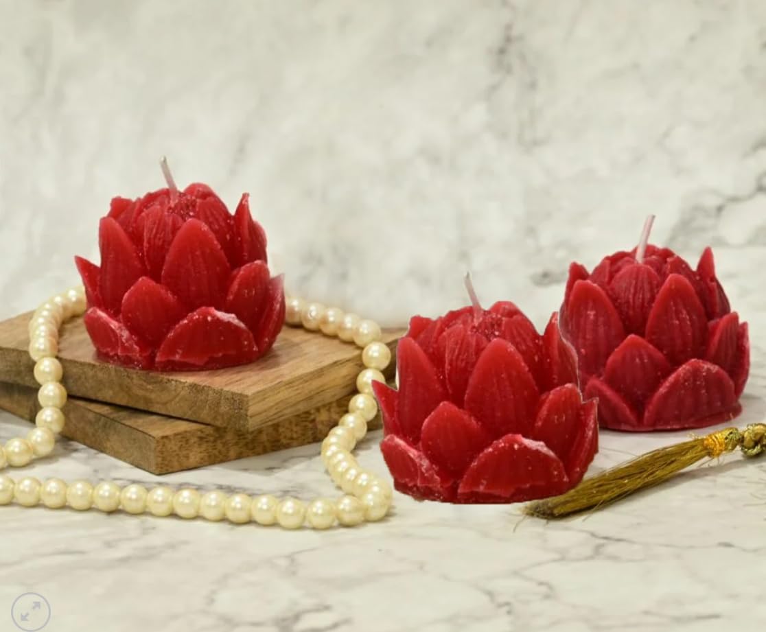 Red Lotus Candles for Home Decor