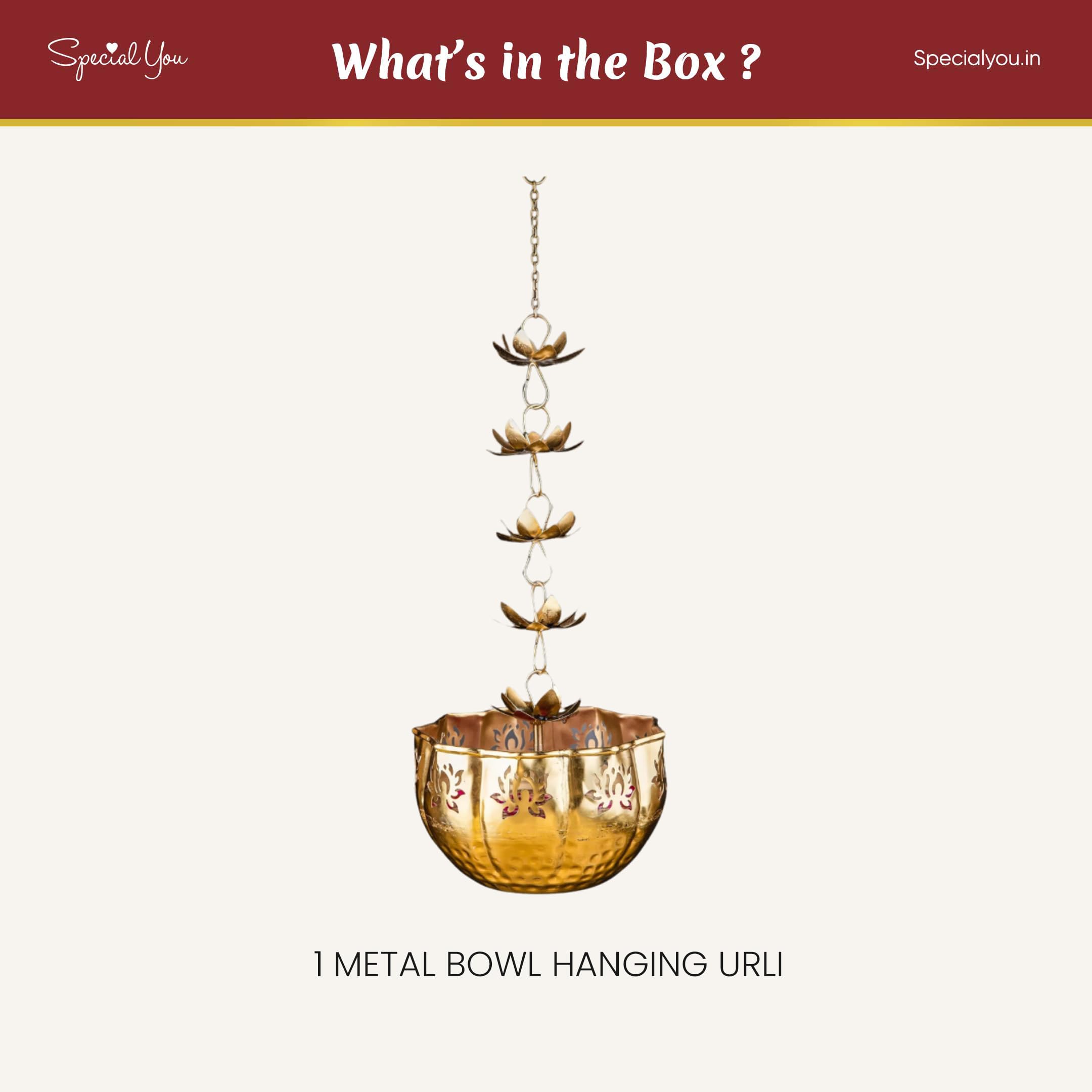 Golden Bowl Hanging Urli for Decoration