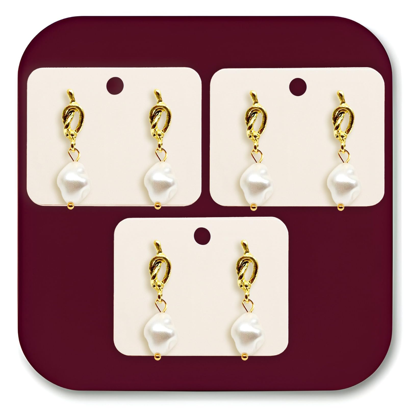 Set of 3 Knot Pearl Korean Earring