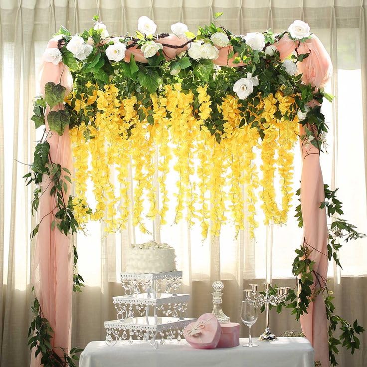 Yellow Artificial wisteria flowers