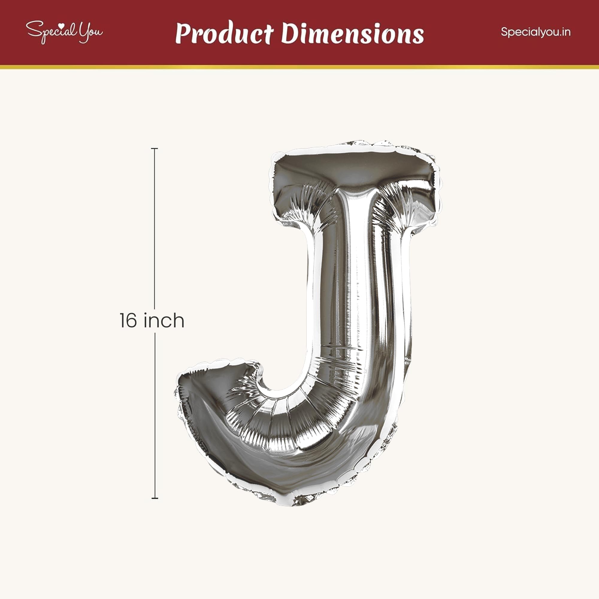 Silver J Letter Foil Balloon - Special You