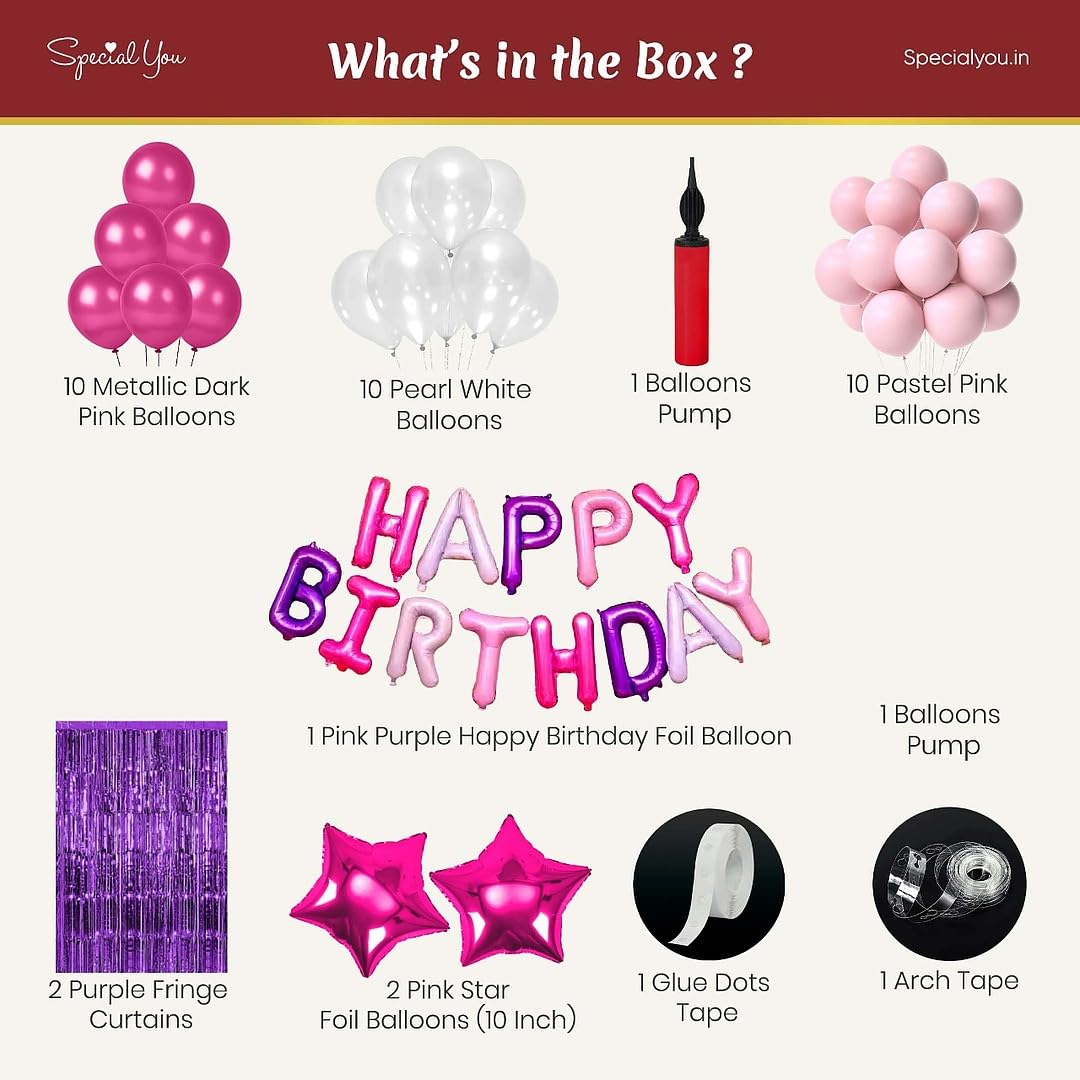 Pink and Purple birthday Decoration Kit
