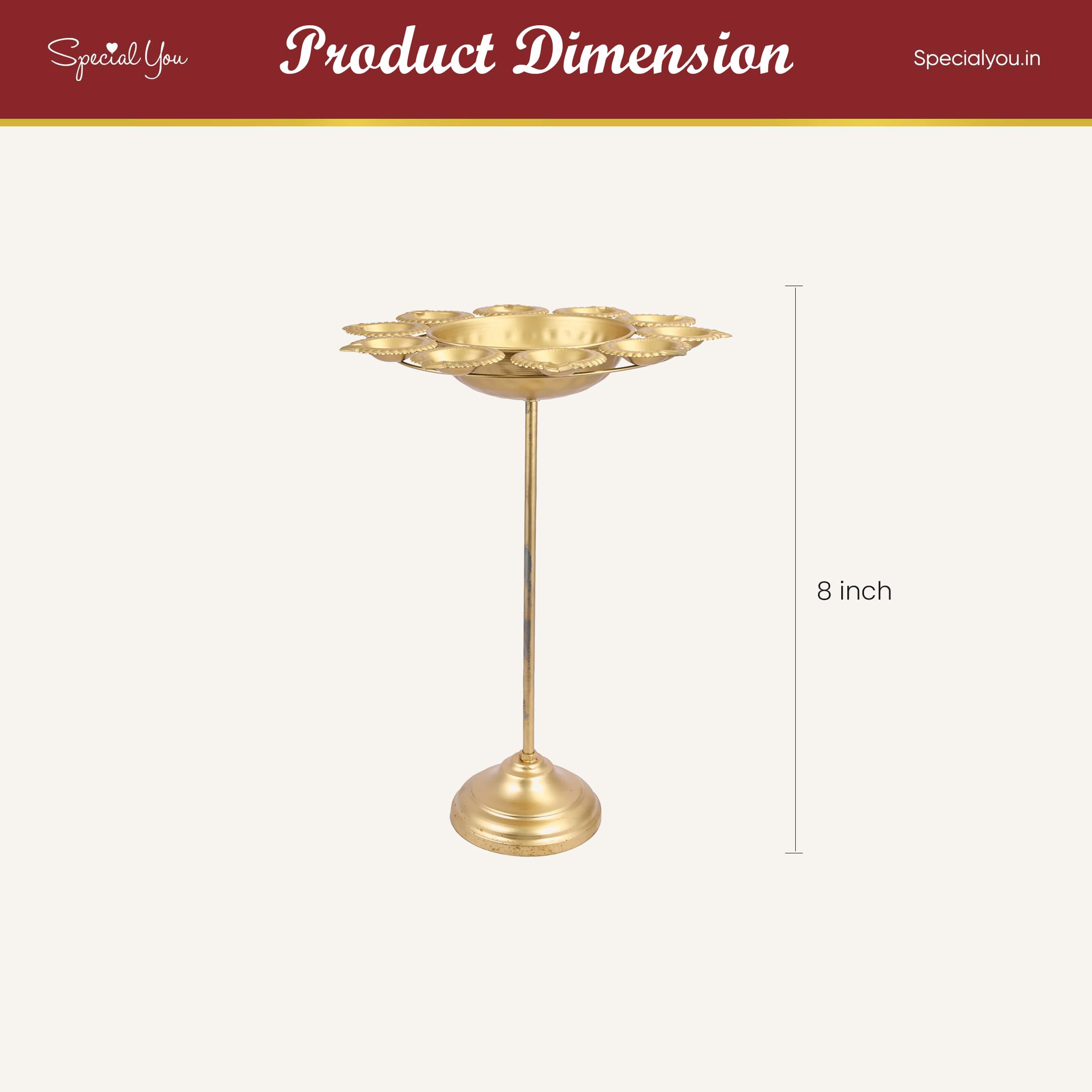 Metal Gold Diya Stand for Puja Decoration
