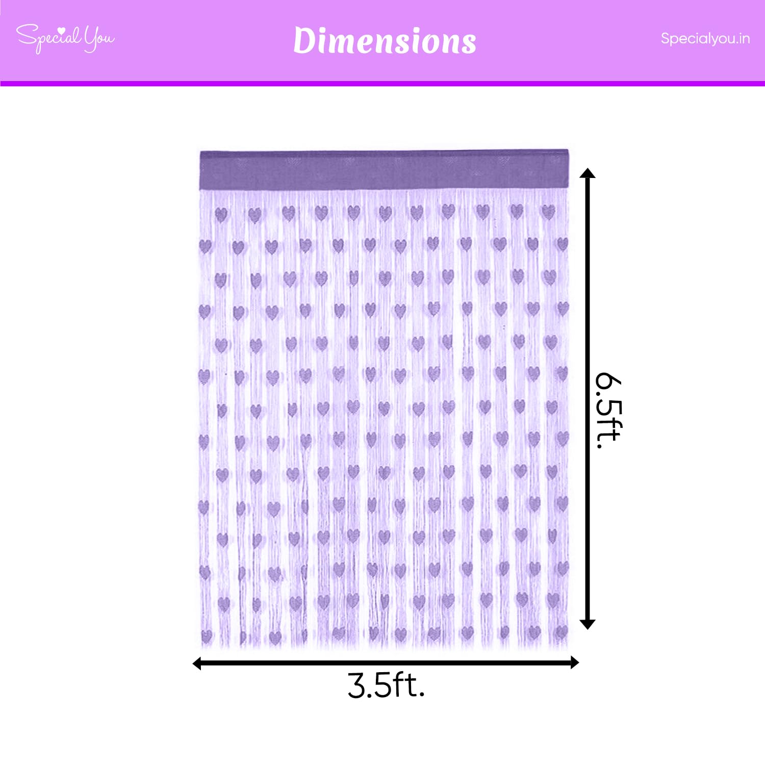 Purple String Heart Shape Net Sheer Curtains