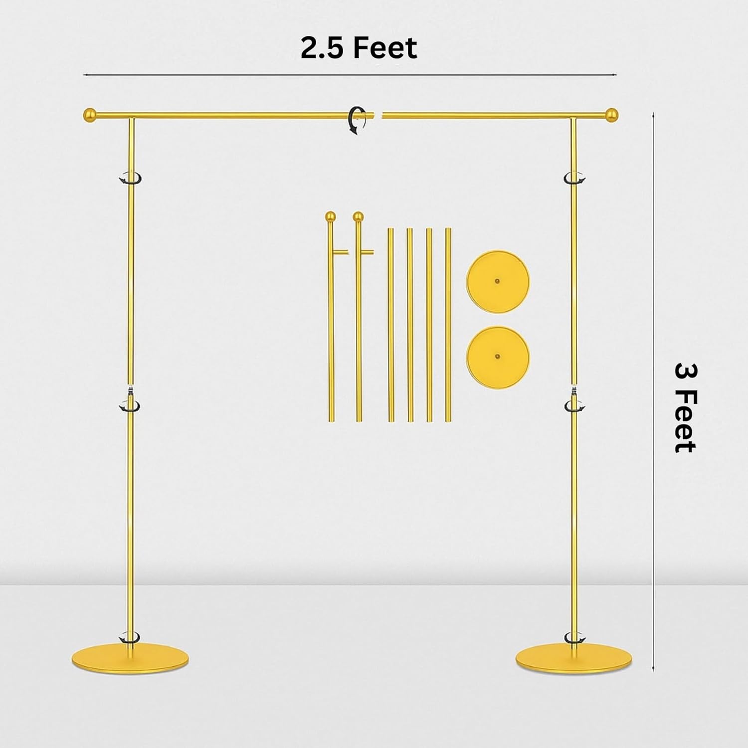 Golden Metal Backdrop Decoration Stand for Pooja Room Decor, Temple
