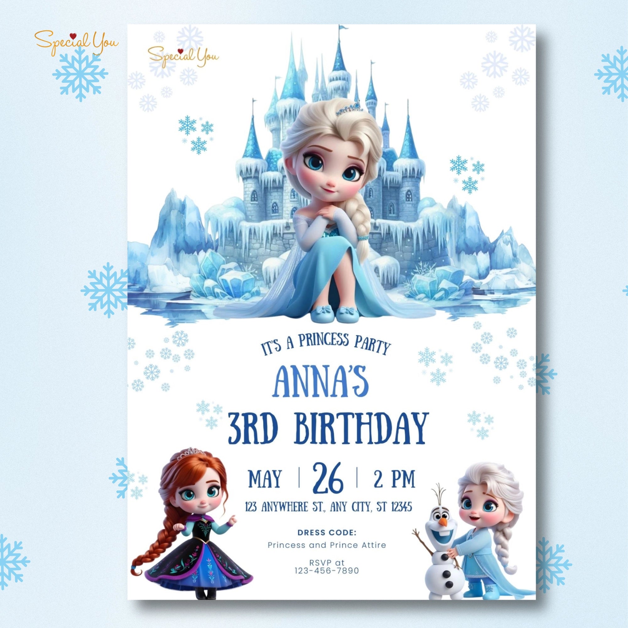Frozen Theme Birthday E-Invite
