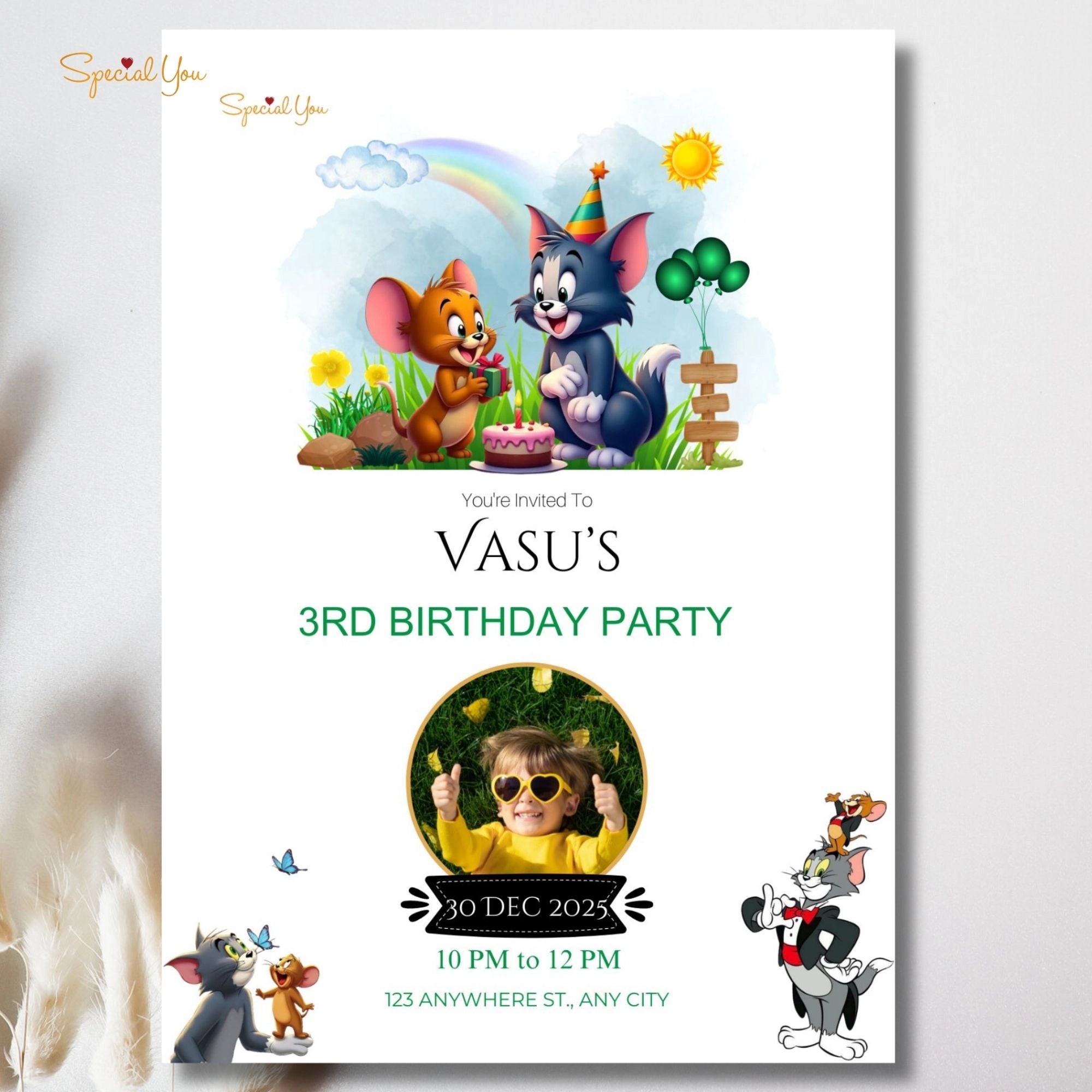 Tom and Jerry Theme Birthday E-Invite