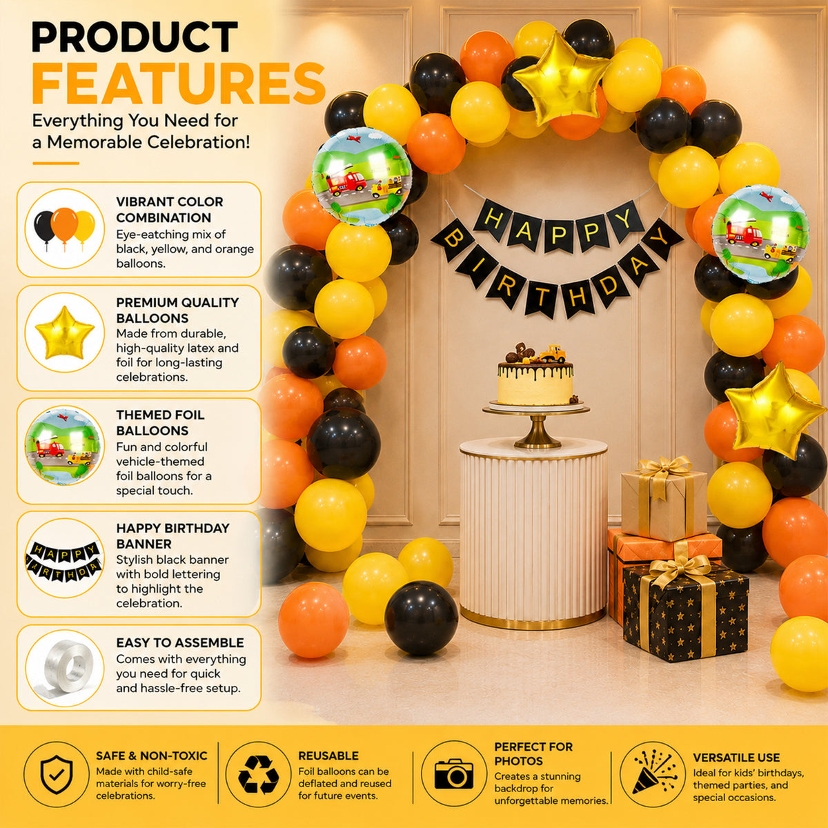 Construction Theme Birthday Decoration DIY Kit