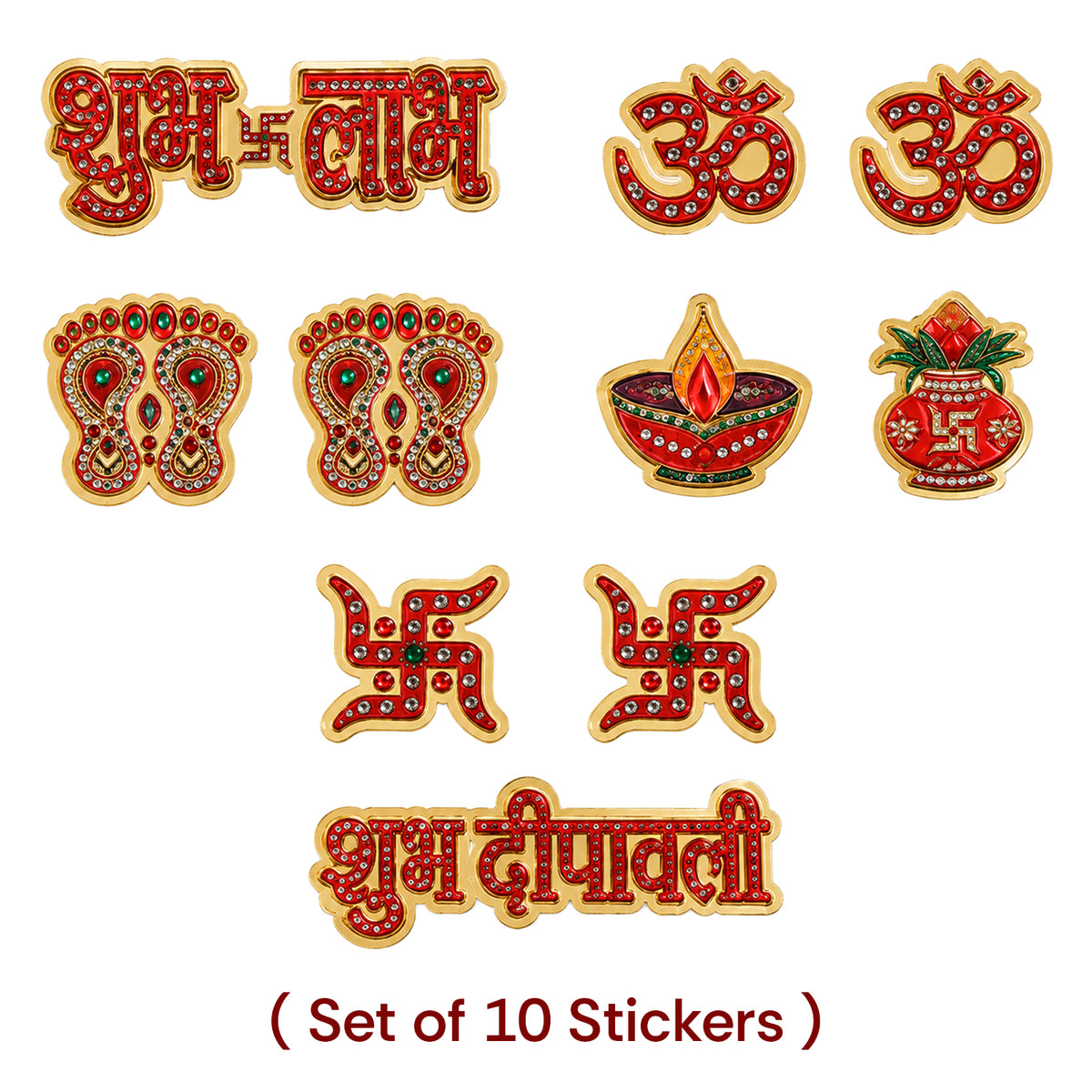 Subh Labh Laxmi Feet 3D Stickers Sheet Set for Diwali