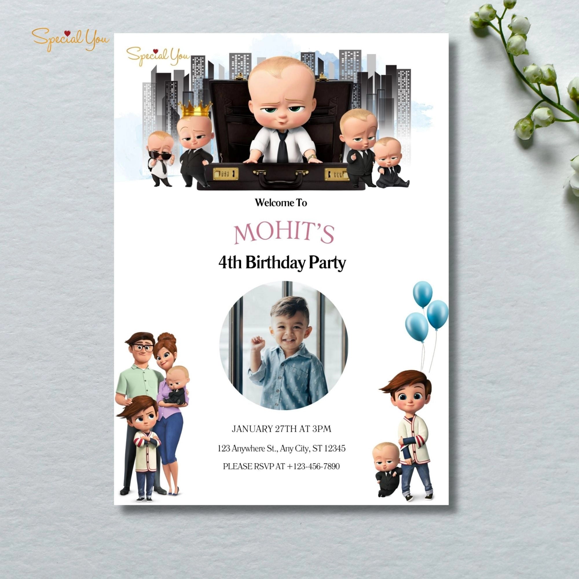 Boss Baby Theme Birthday E-Invite