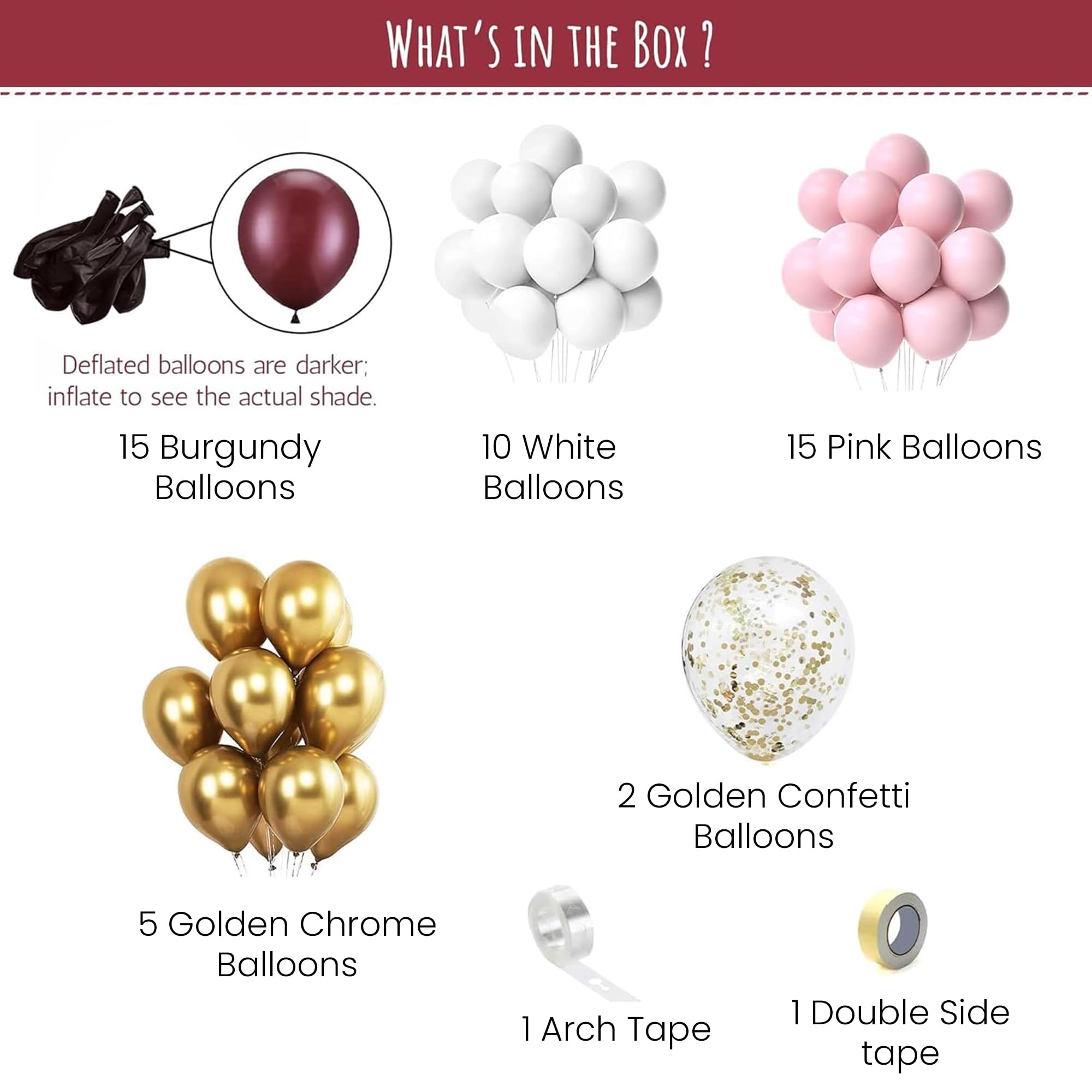 White, Pink & Burgundy Balloon combo