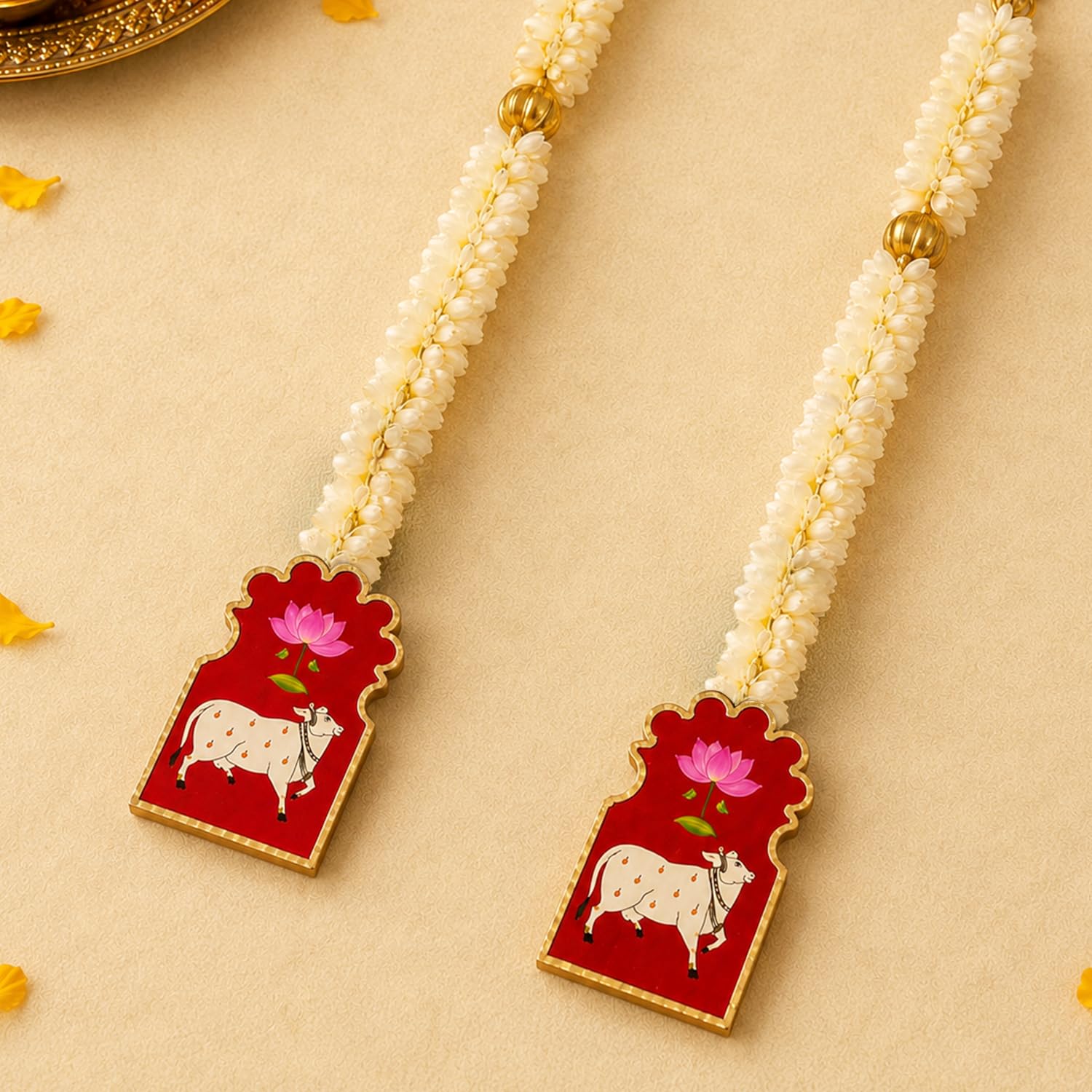 Cow & Lotus Wall Hanging Set – Ganpati Home Décor (Set of 2)