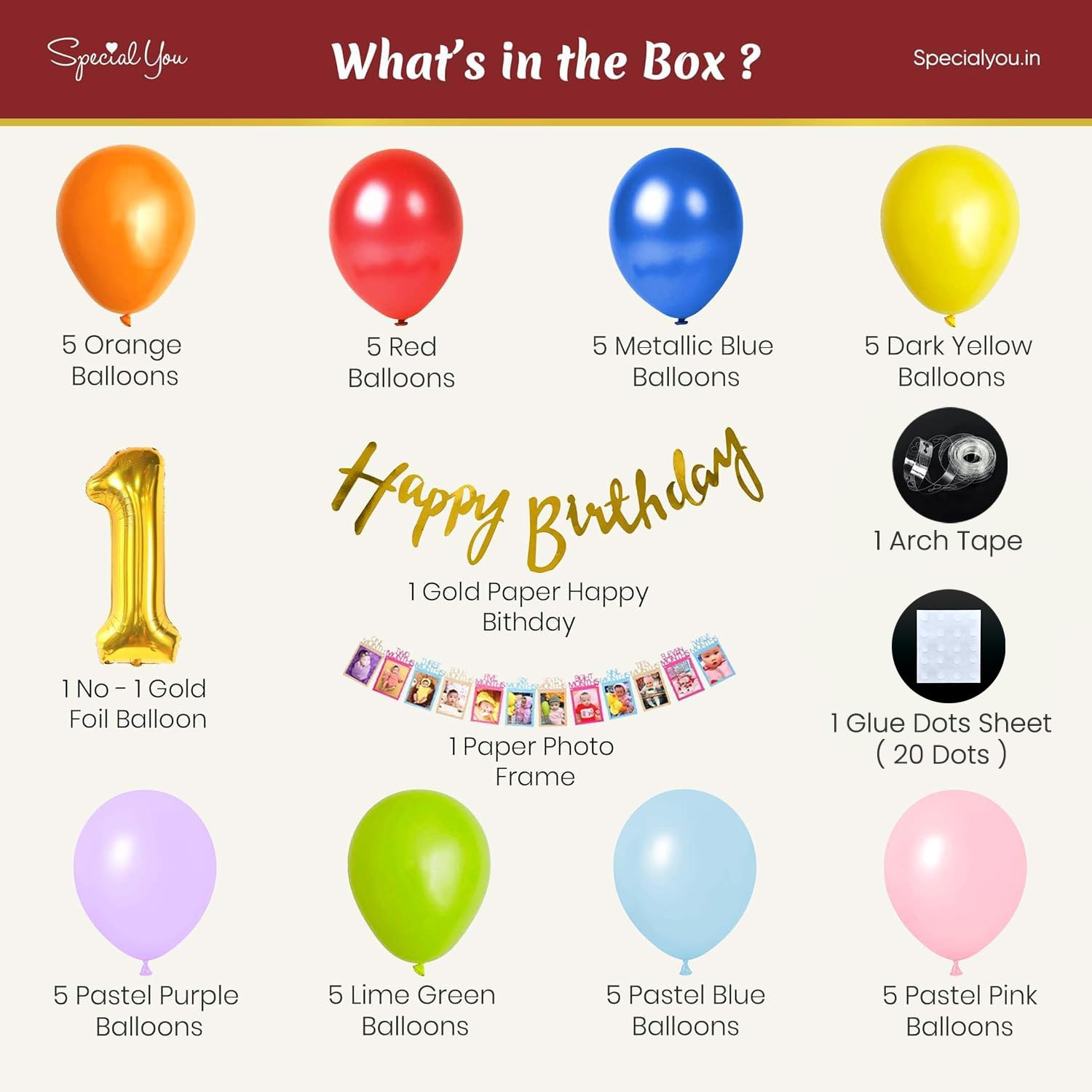 Multicolor Balloon Happy Birthday Decoration For Kids- 45pcs