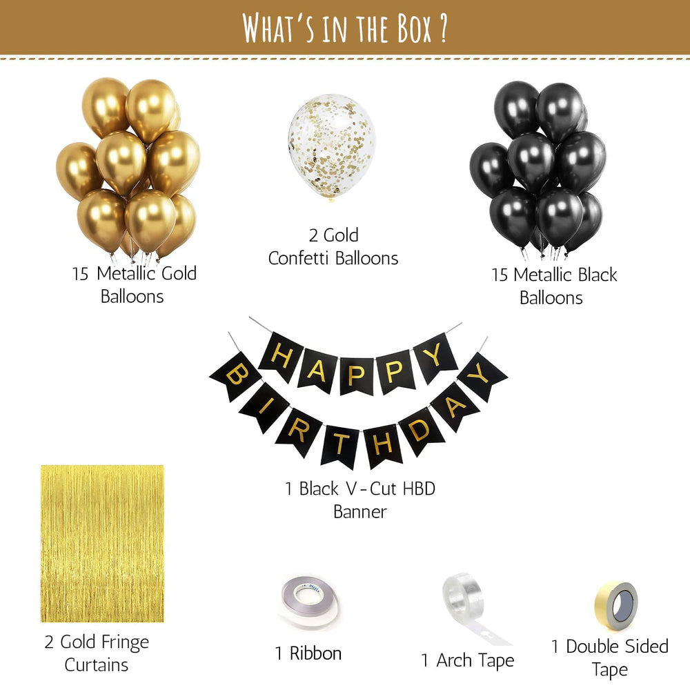 Black and Gold Theme Birthday Decoration Kit