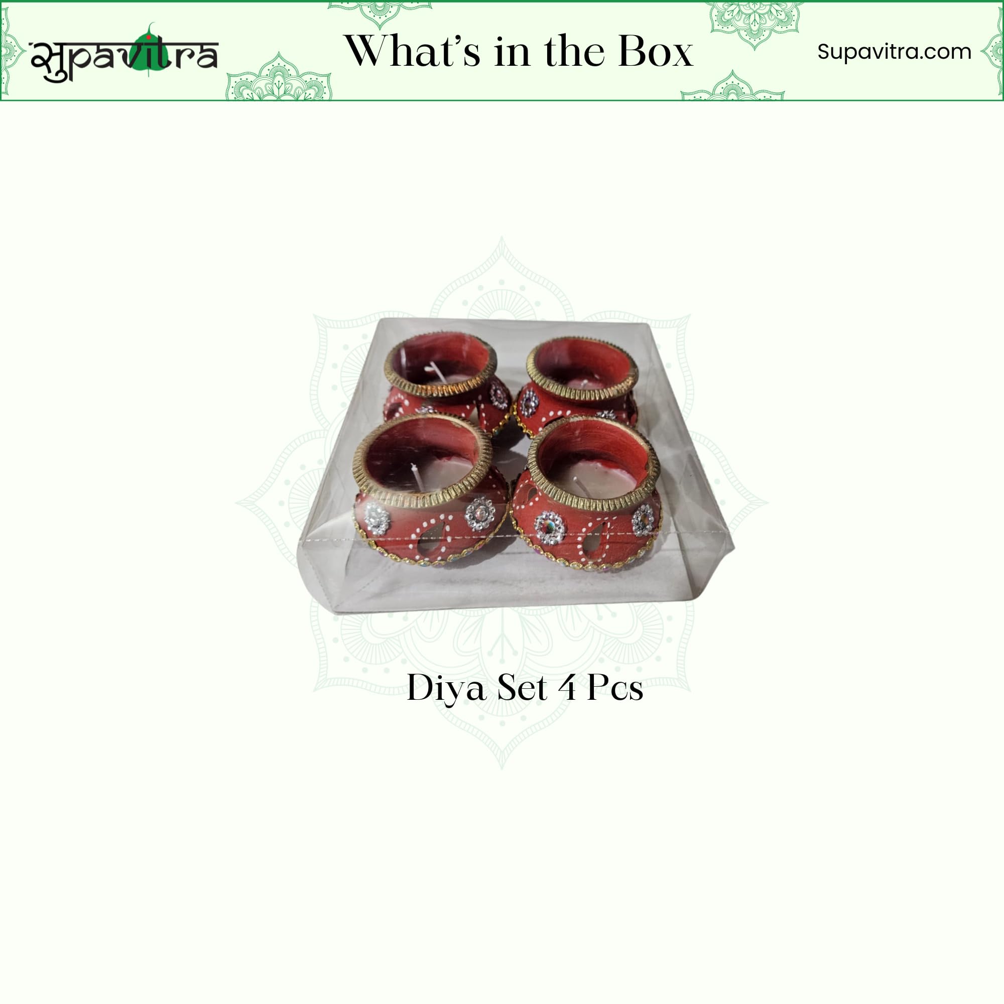 Terracotta Diya, Wax Diya, Mitti Diya, Diwali Diya Decoration Set of 4