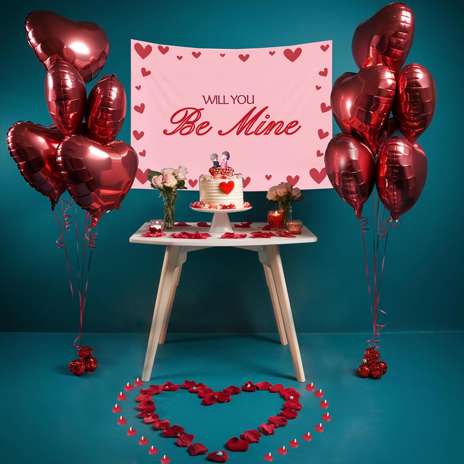 Will You Be Mine Backdrop and balloon combo for Valentine