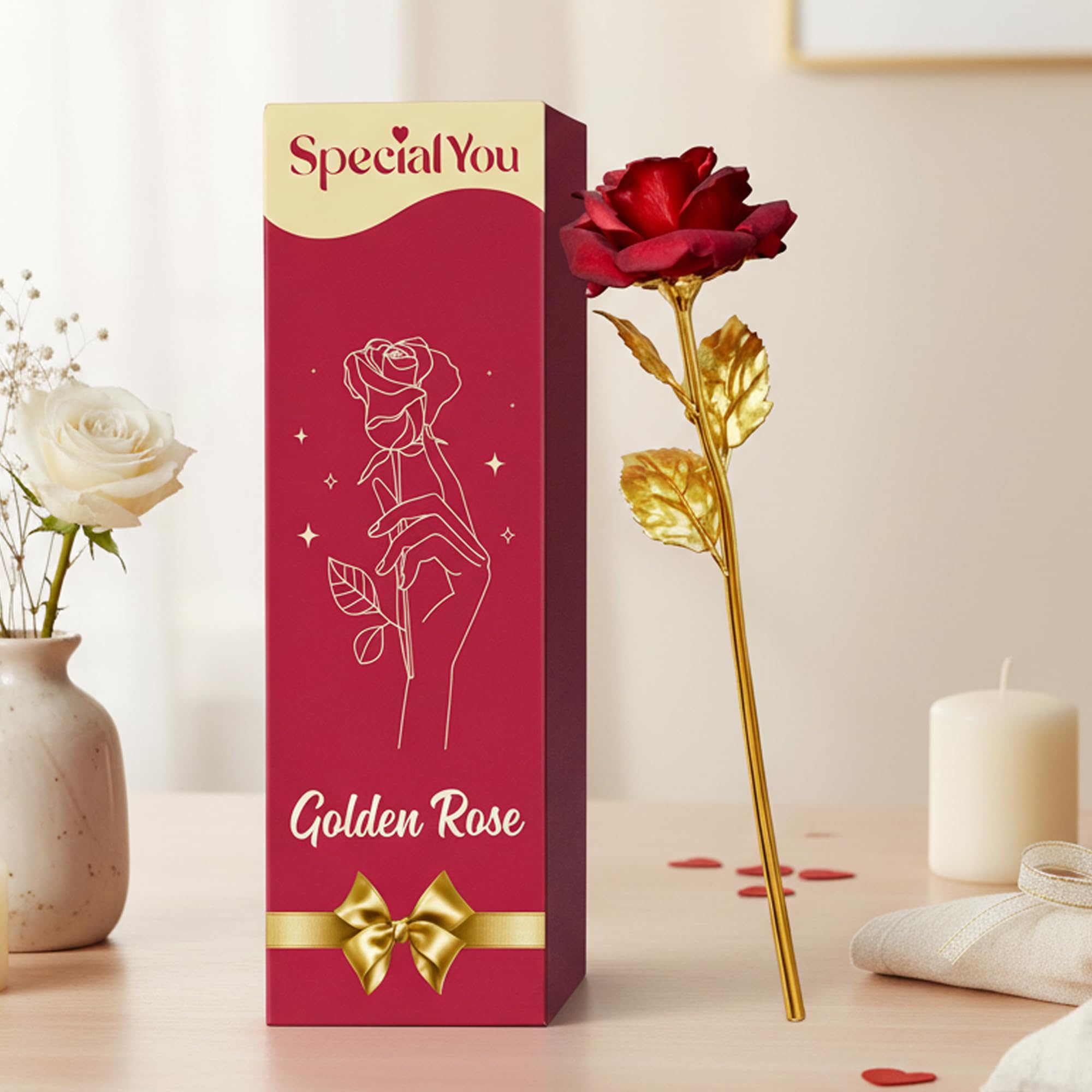 Red Metal Rose for Valentine Gift